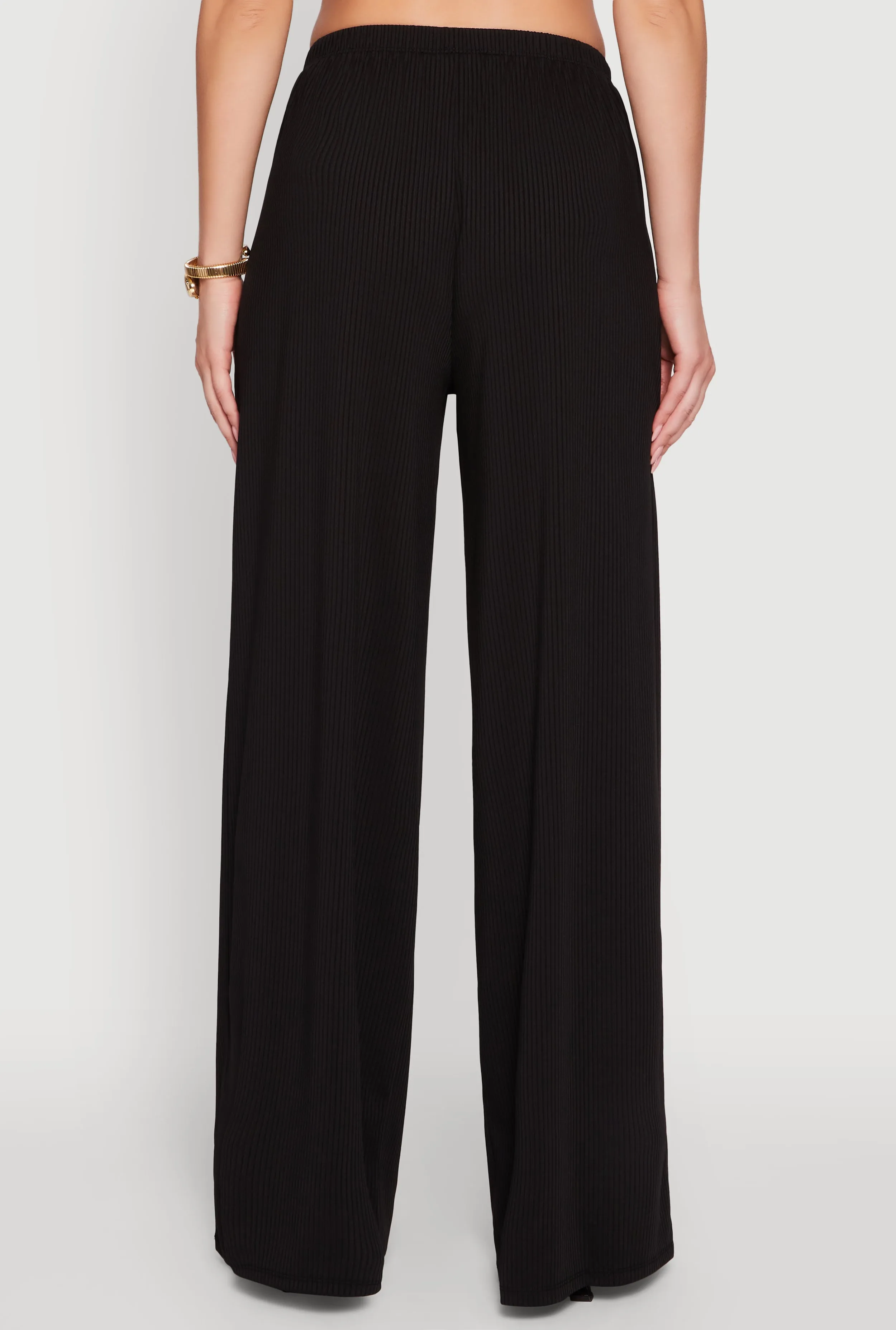 High Waisted Wide Leg Ribbed Knit Casual Pants sold by Rainbow product image thumbnail 5
