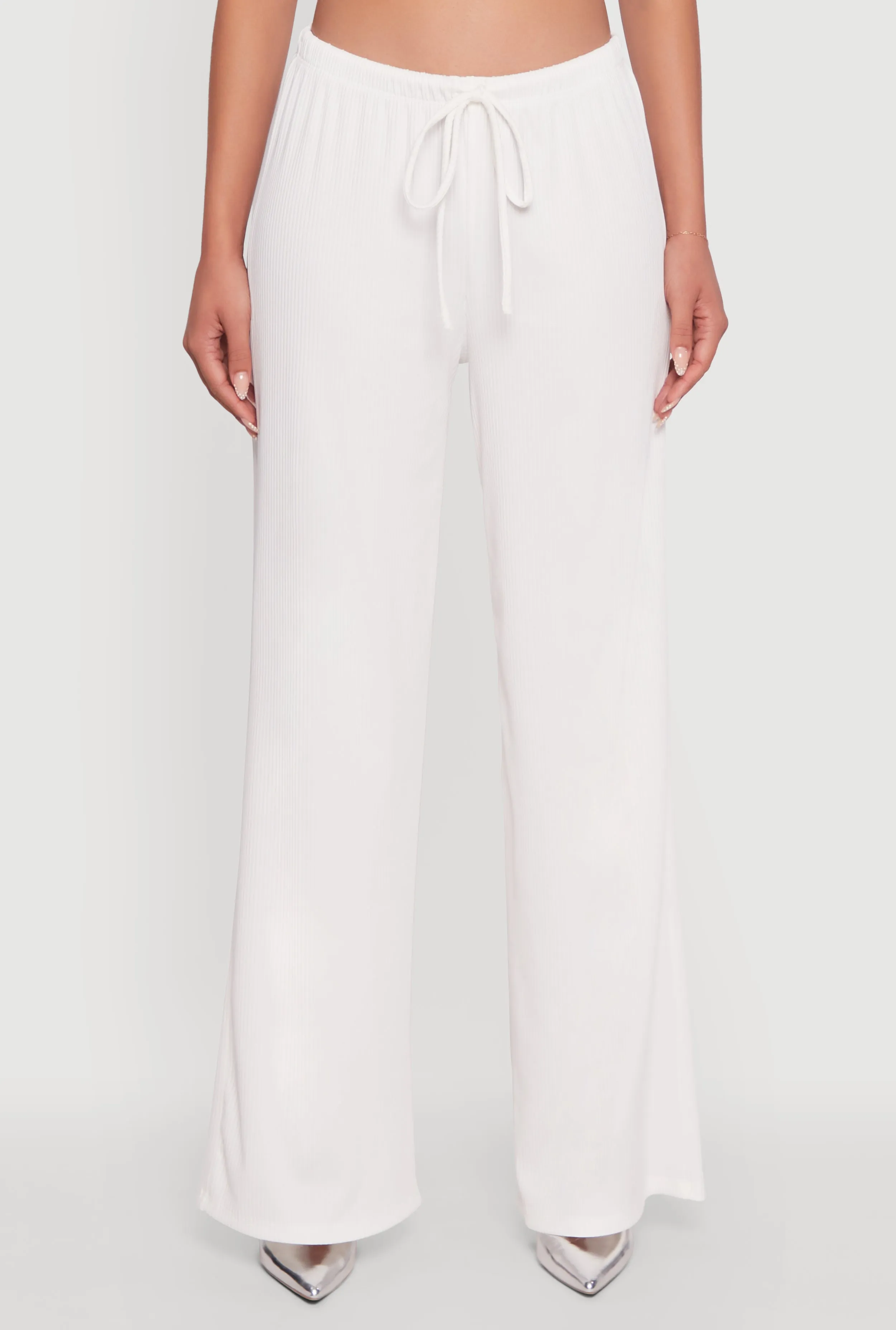 High Waisted Wide Leg Ribbed Knit Casual Pants sold by Rainbow product image thumbnail 3