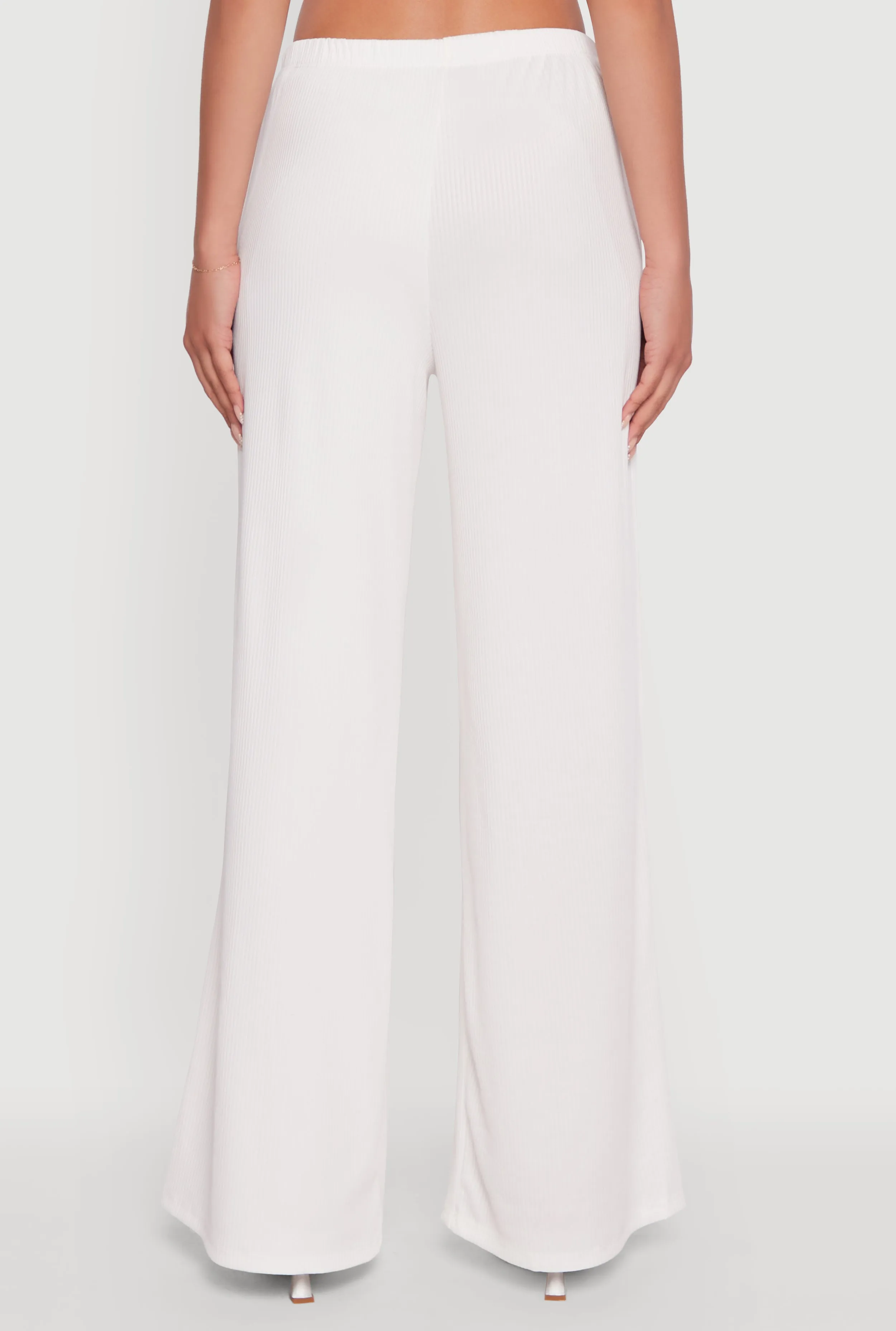 High Waisted Wide Leg Ribbed Knit Casual Pants sold by Rainbow product image thumbnail 5