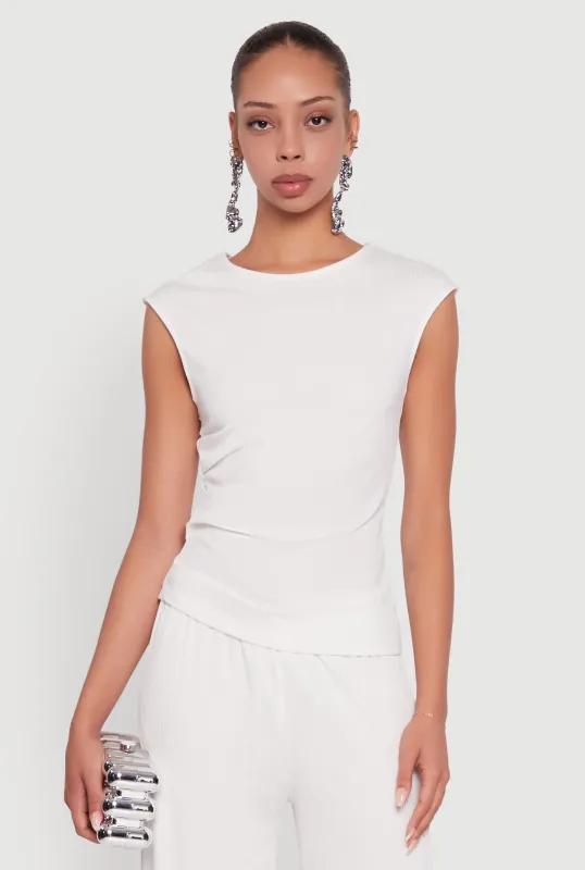 Ribbed Knit Sleeveless Solid Top sold by Rainbow