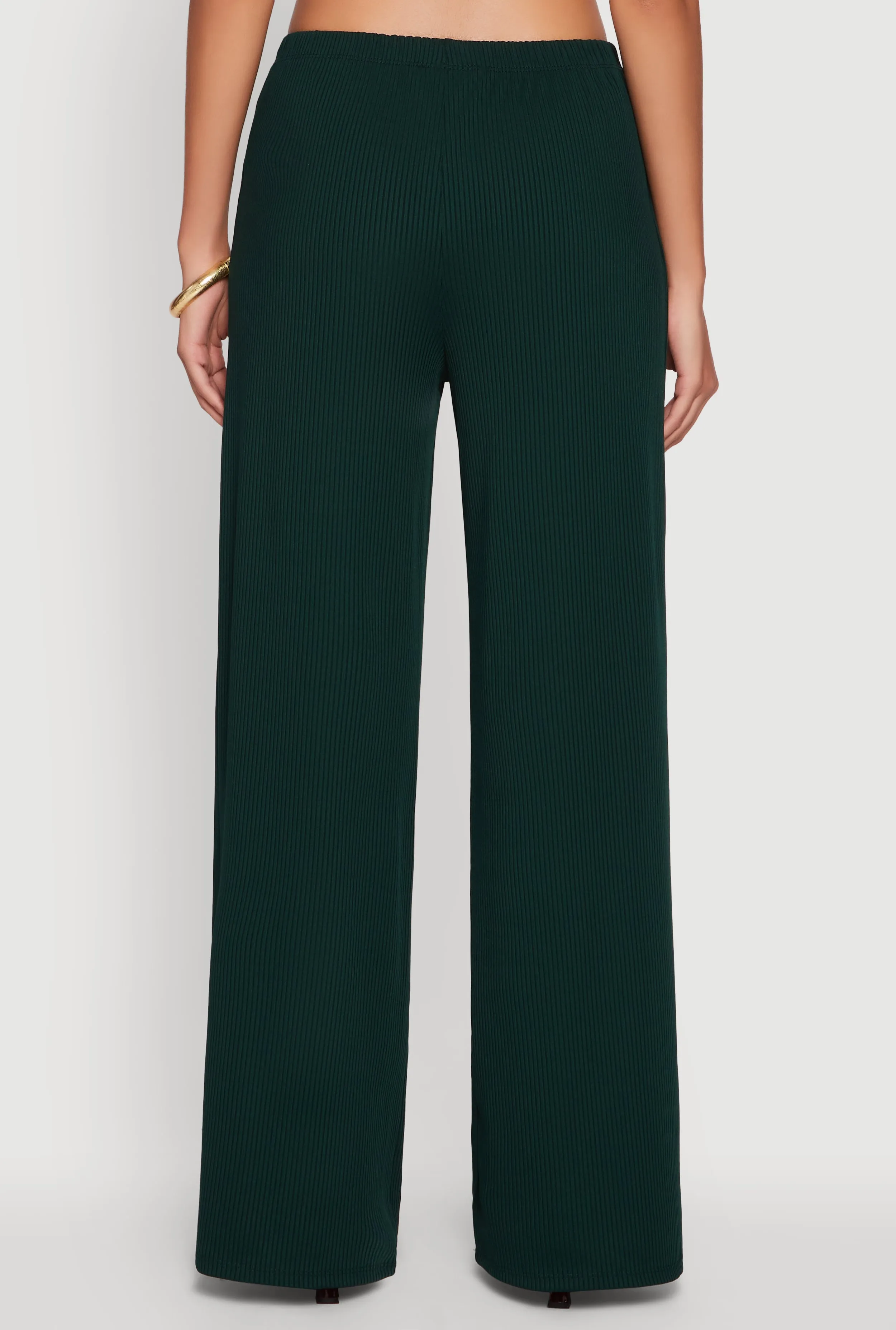 High Waisted Wide Leg Ribbed Knit Casual Pants sold by Rainbow product image thumbnail 5