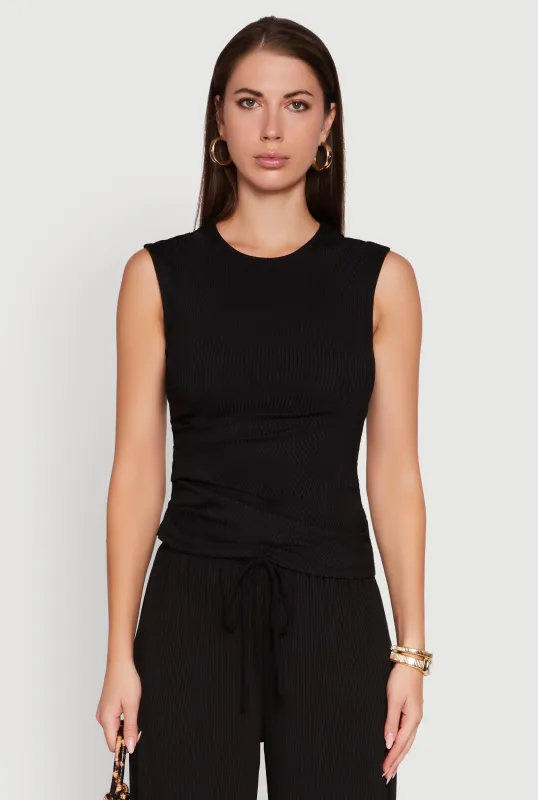 Ribbed Knit Sleeveless Solid Top sold by Rainbow