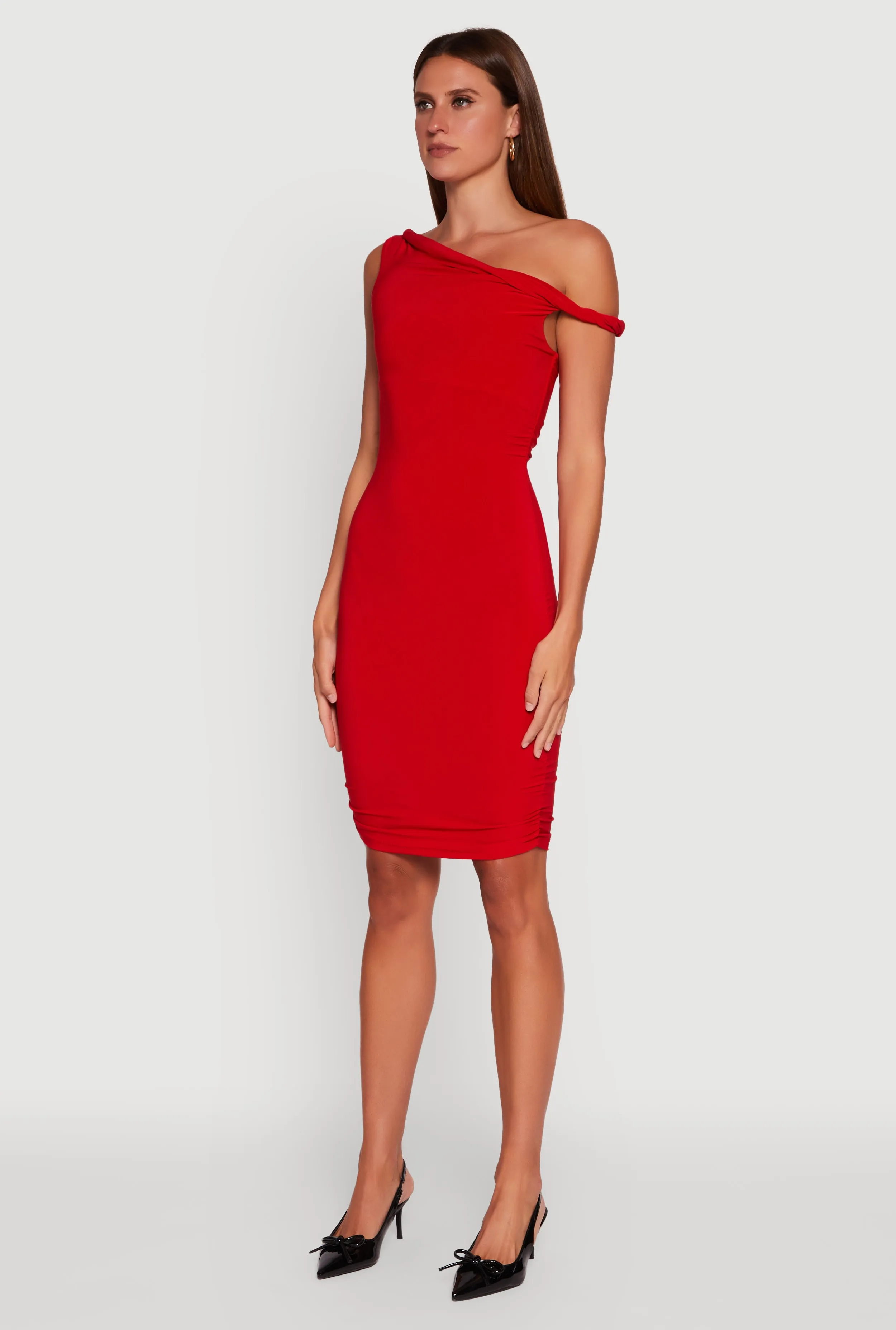 Ruched One Shoulder Bodycon Mini Dress sold by Rainbow product image thumbnail 3