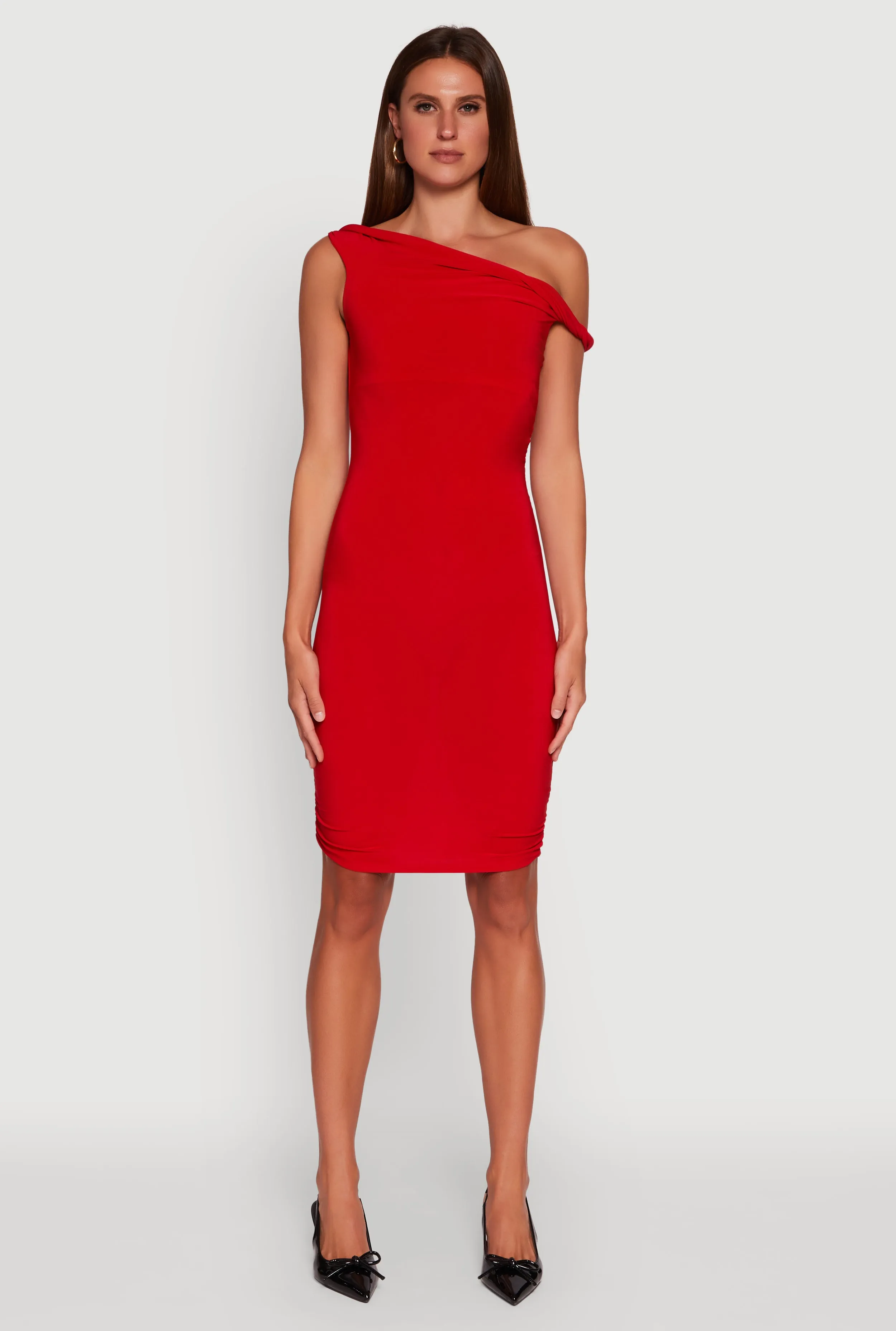 Ruched One Shoulder Bodycon Mini Dress sold by Rainbow product image thumbnail 2