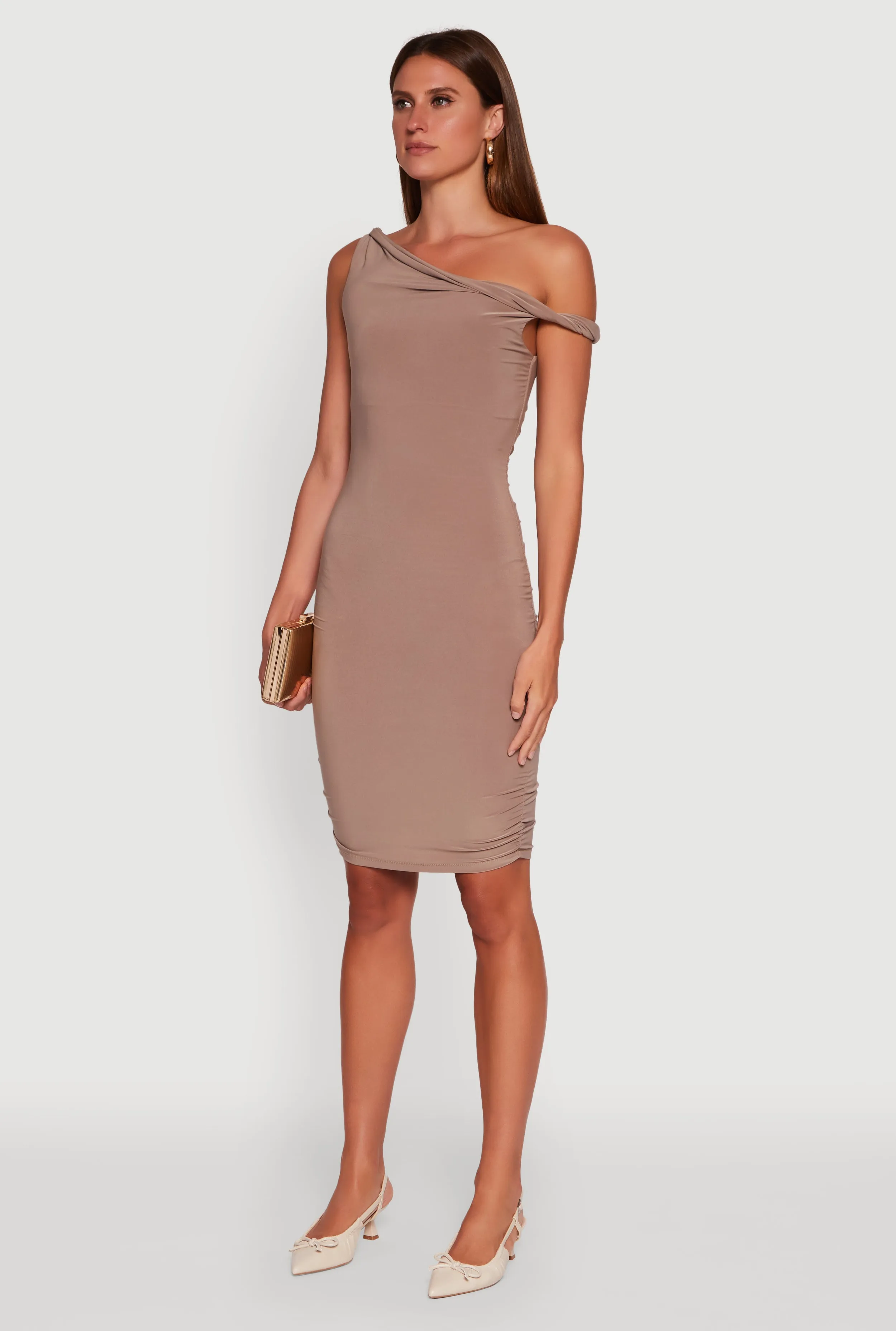 Ruched One Shoulder Bodycon Mini Dress sold by Rainbow product image thumbnail 3