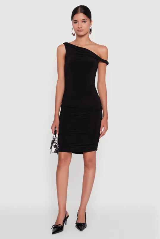 Ruched One Shoulder Bodycon Mini Dress sold by Rainbow