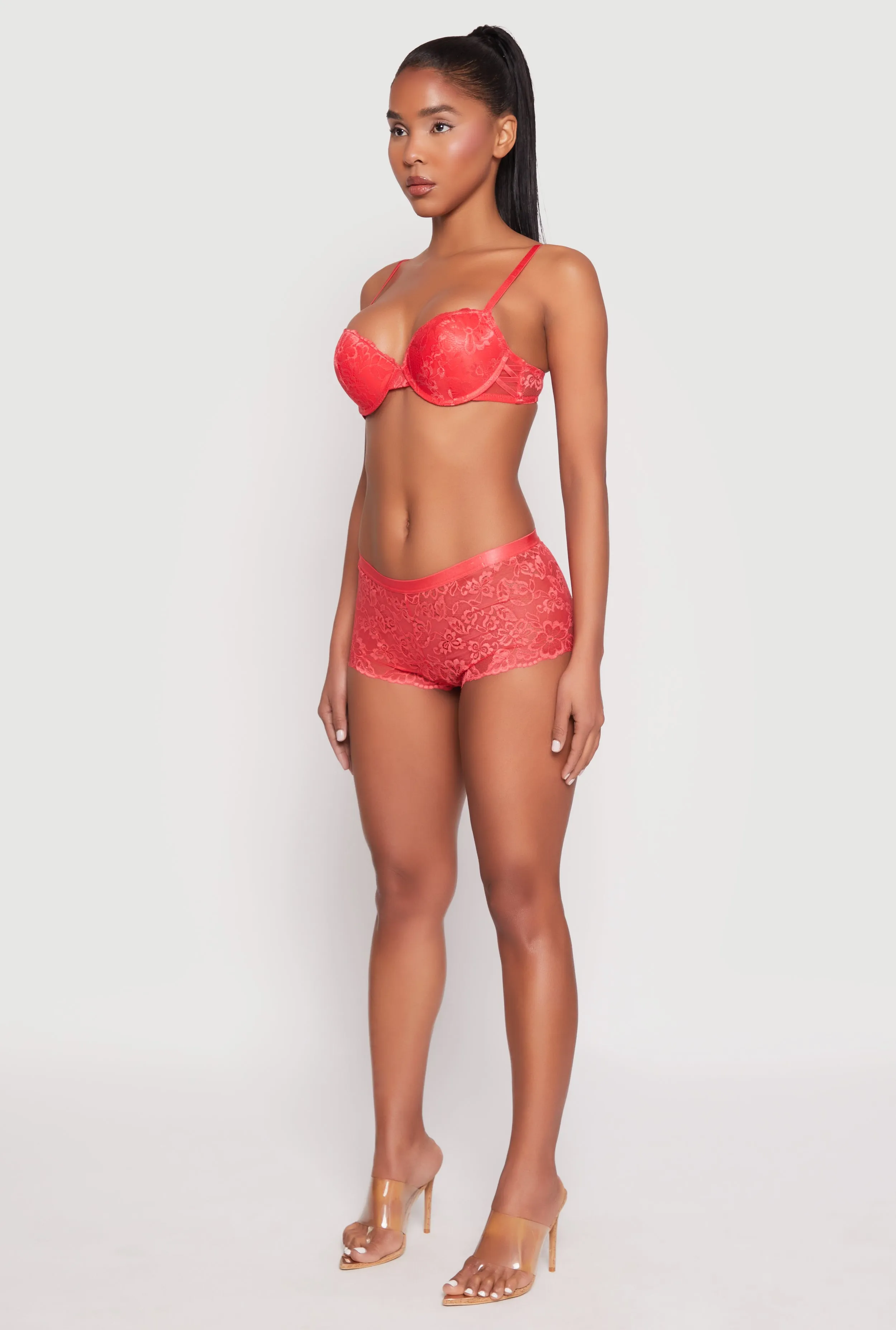 Caged Sides Lace Push Up Plunge Bra sold by Rainbow product image thumbnail 5