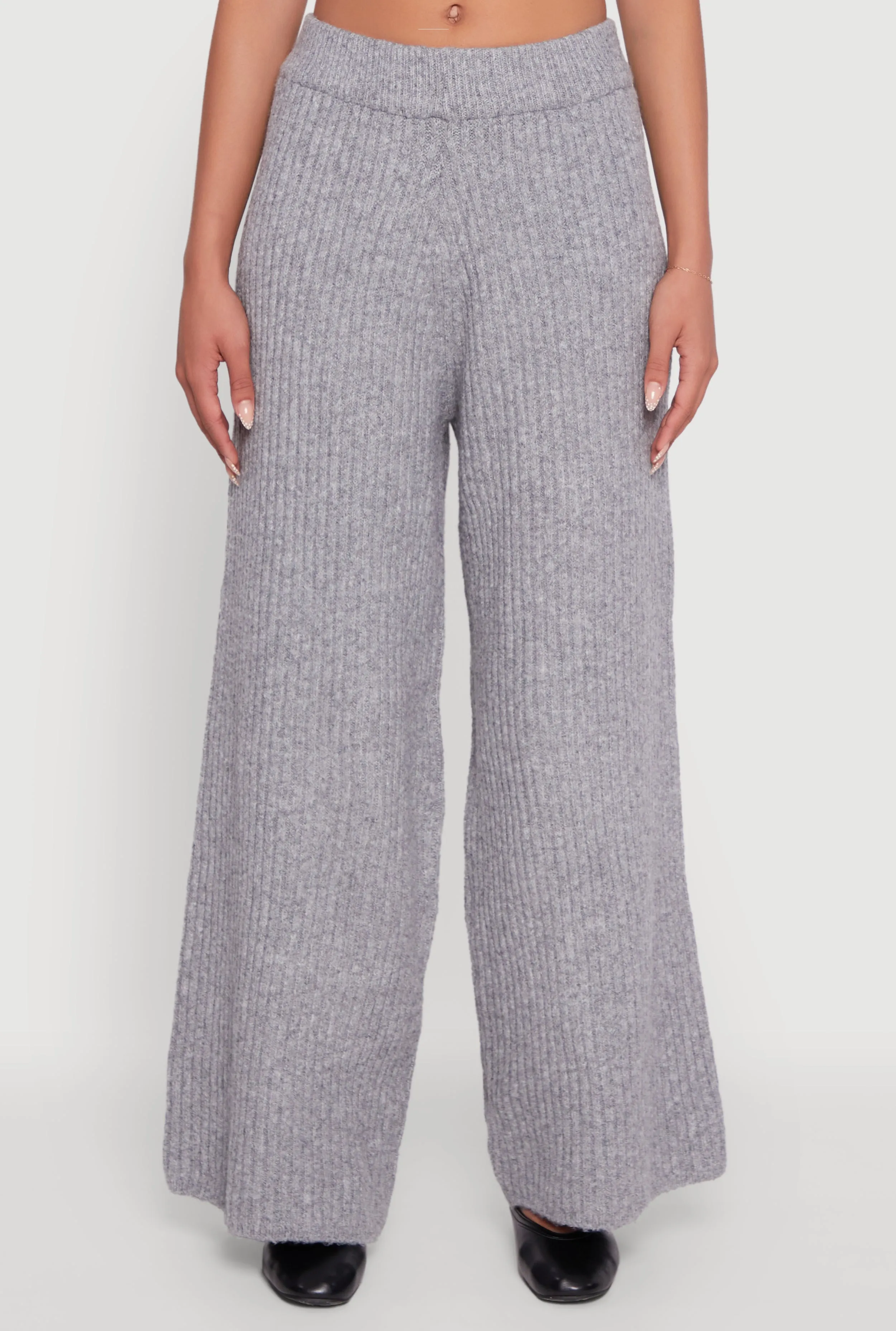 Brushed Ribbed Knit Pull On Wide Leg Pants sold by Rainbow product image thumbnail 3