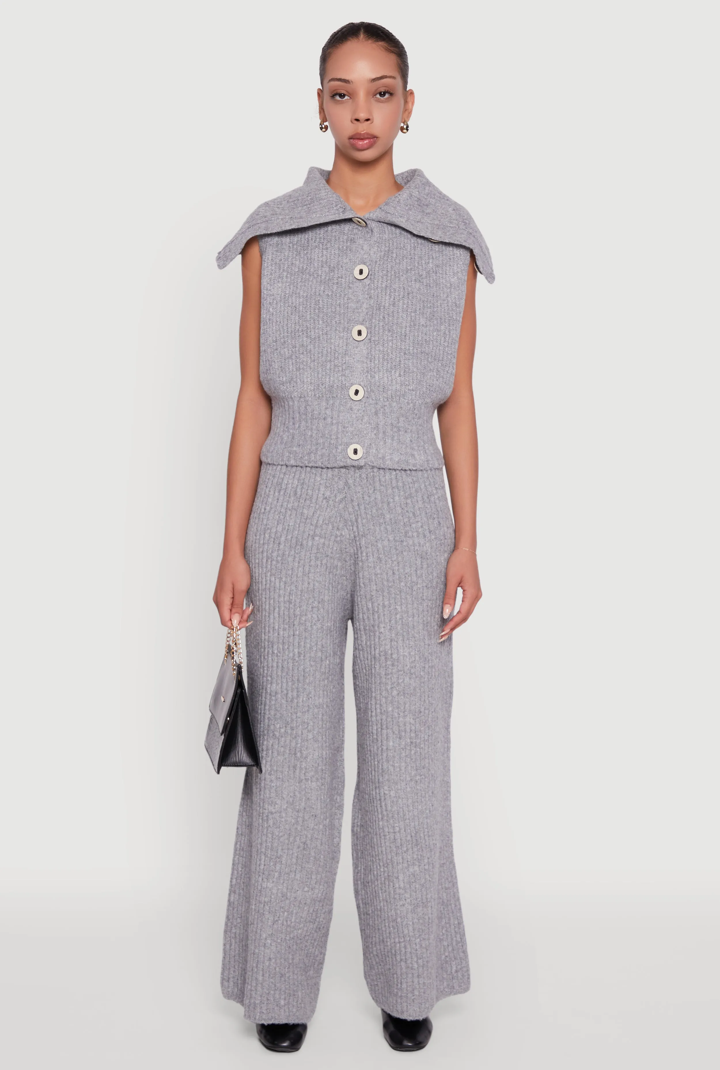 Brushed Ribbed Knit Pull On Wide Leg Pants sold by Rainbow product image thumbnail 2