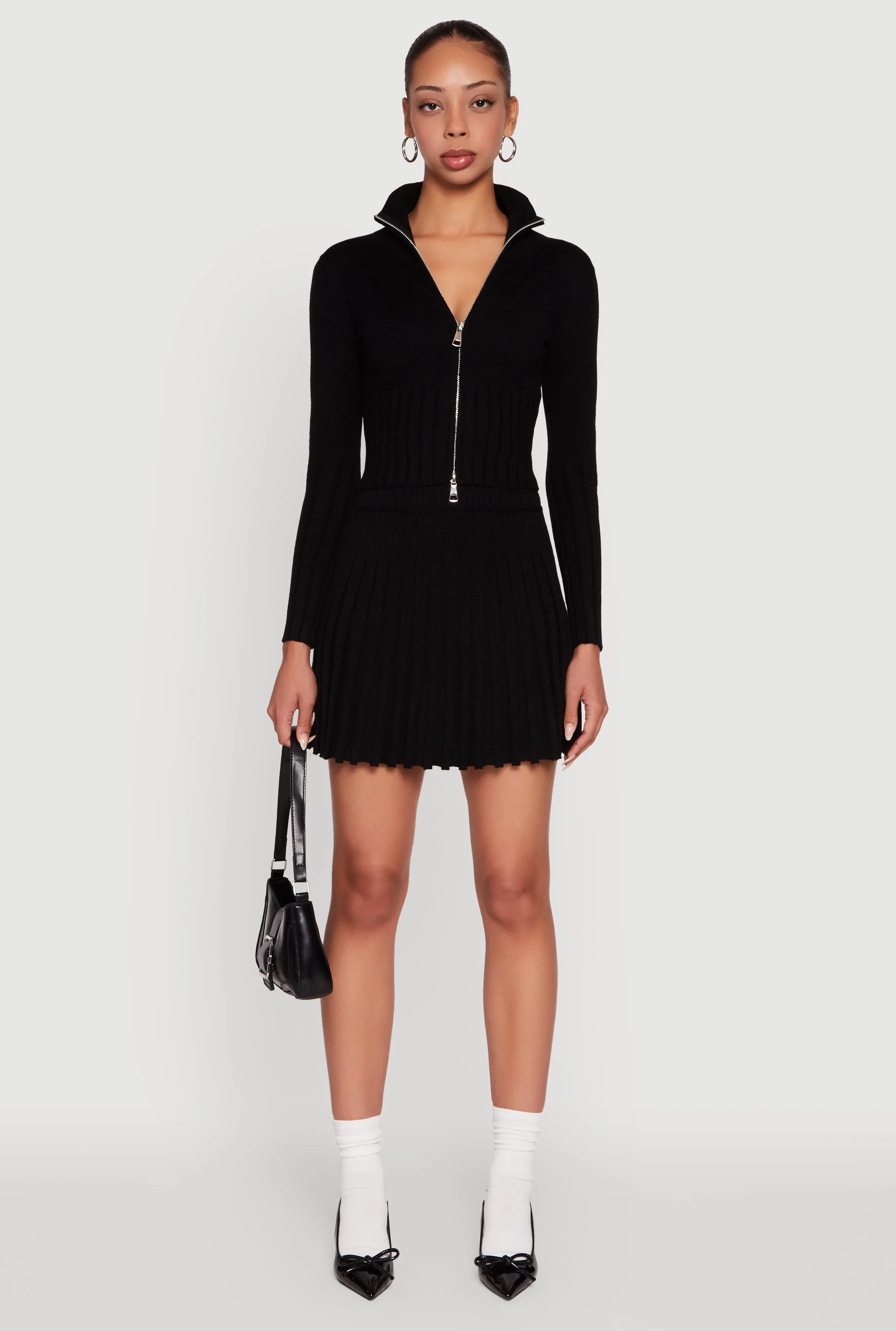 Classic Fit Zip Front Mock Neck Cropped Sweater sold by Rainbow product image thumbnail 3