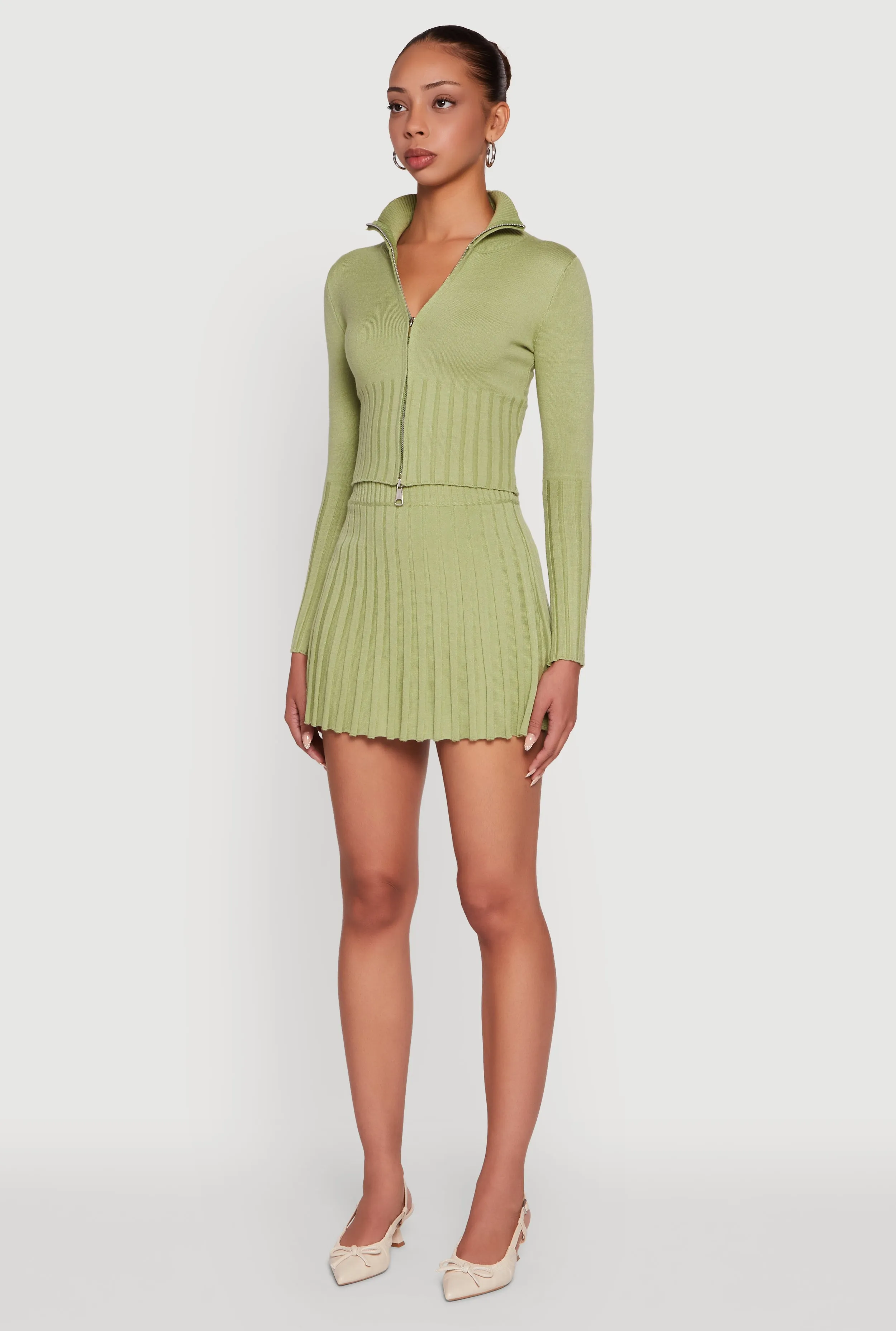 Classic Fit Zip Front Mock Neck Cropped Sweater sold by Rainbow product image thumbnail 5