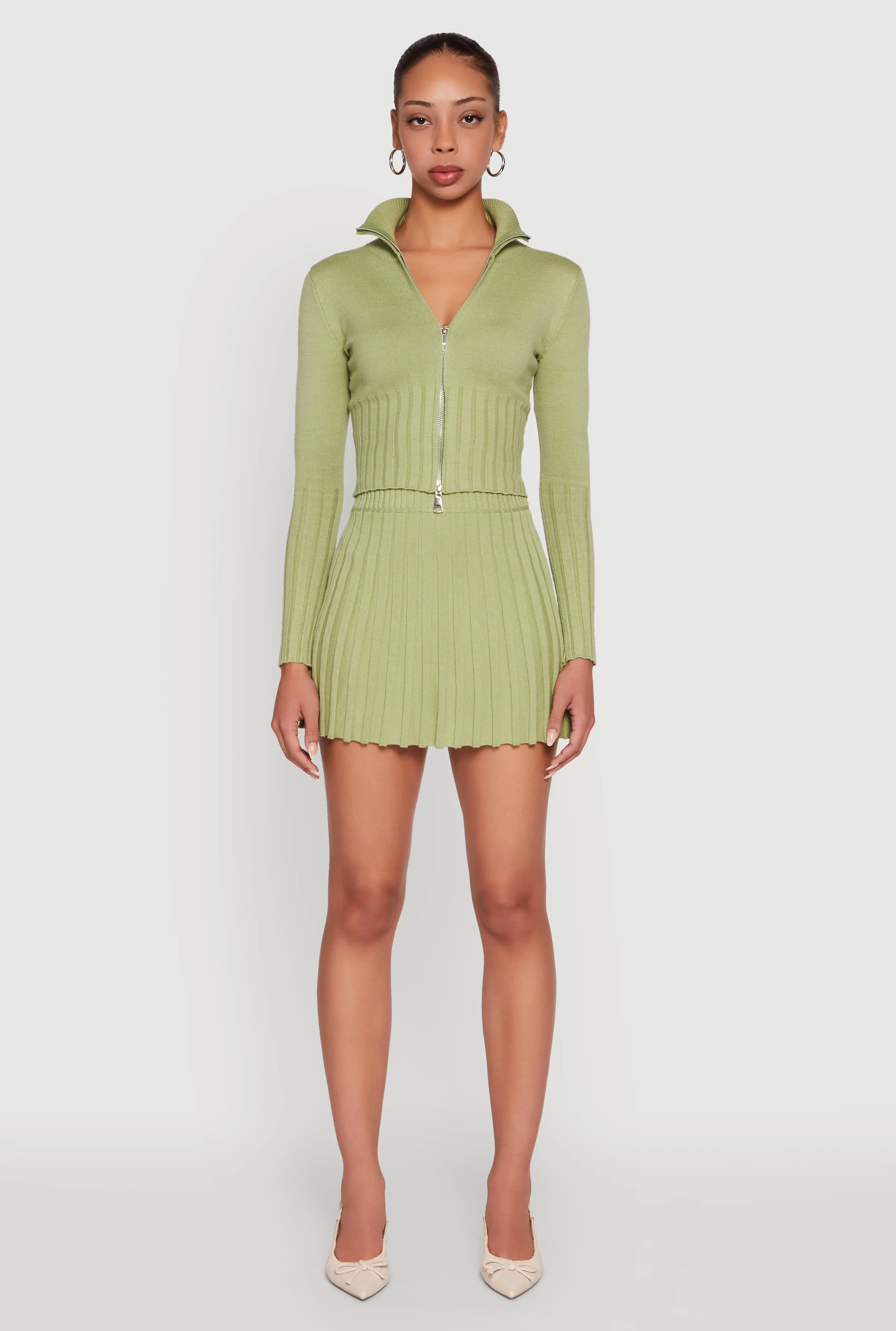 Classic Fit Zip Front Mock Neck Cropped Sweater sold by Rainbow product image thumbnail 3