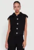 Brushed Rib Knit Collared Button Front Sweater Vest sold by Rainbow