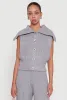 Brushed Rib Knit Collared Button Front Sweater Vest sold by Rainbow