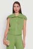 Brushed Rib Knit Collared Button Front Sweater Vest sold by Rainbow