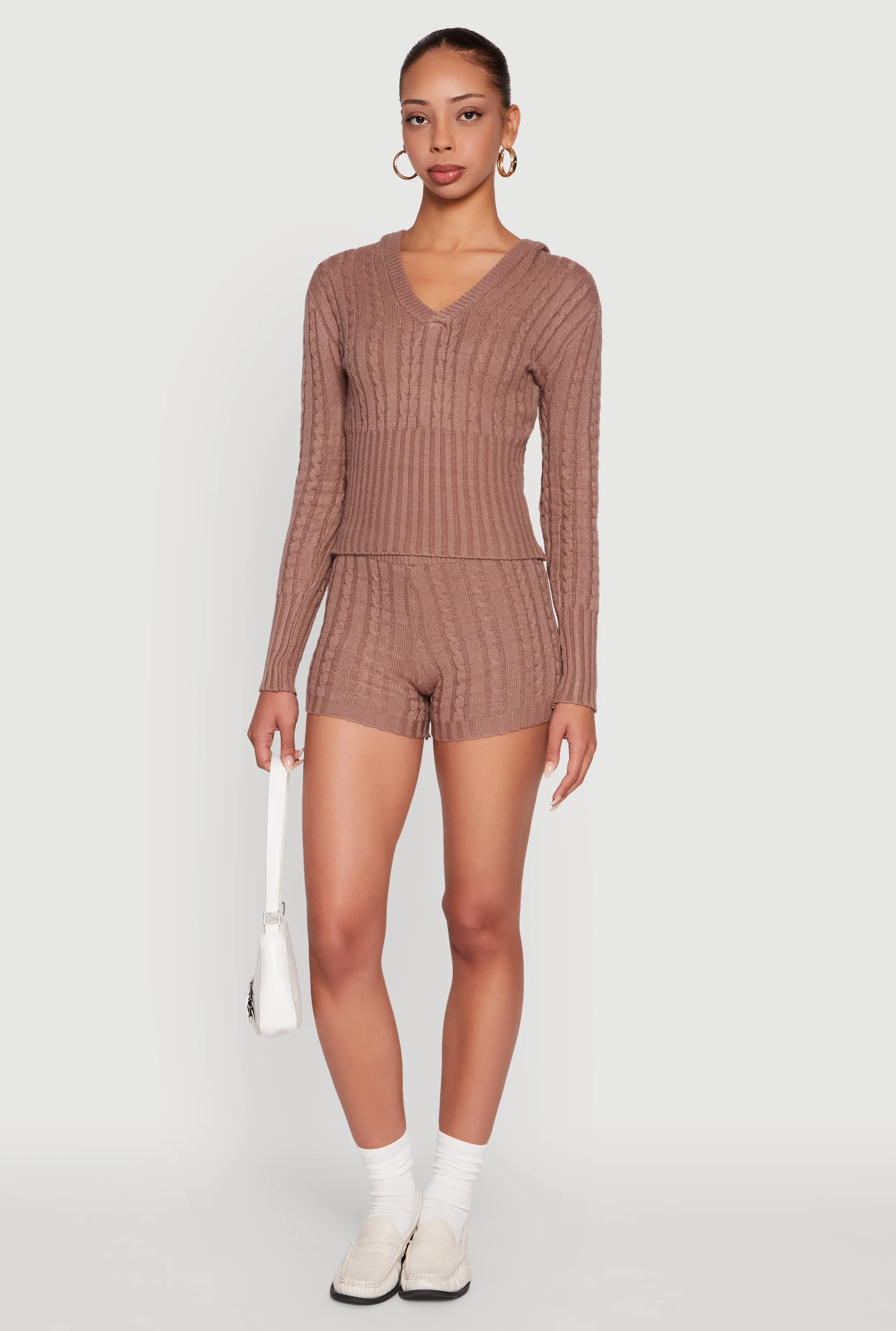 Mid Rise Cable Knit Shorts sold by Rainbow
