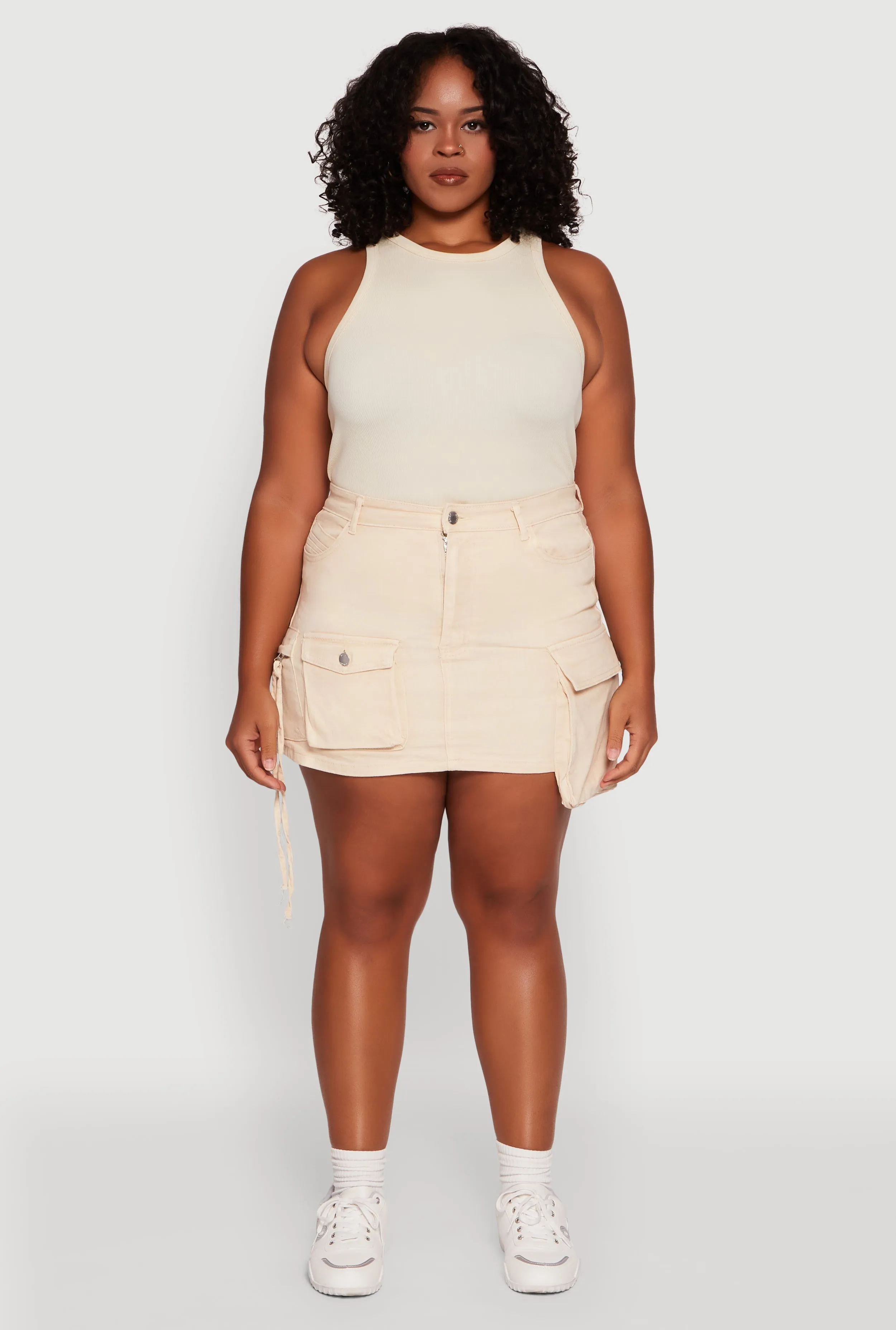 Plus Size Daisy Acid Wash Denim Cargo Skirt sold by Rainbow product image thumbnail 2