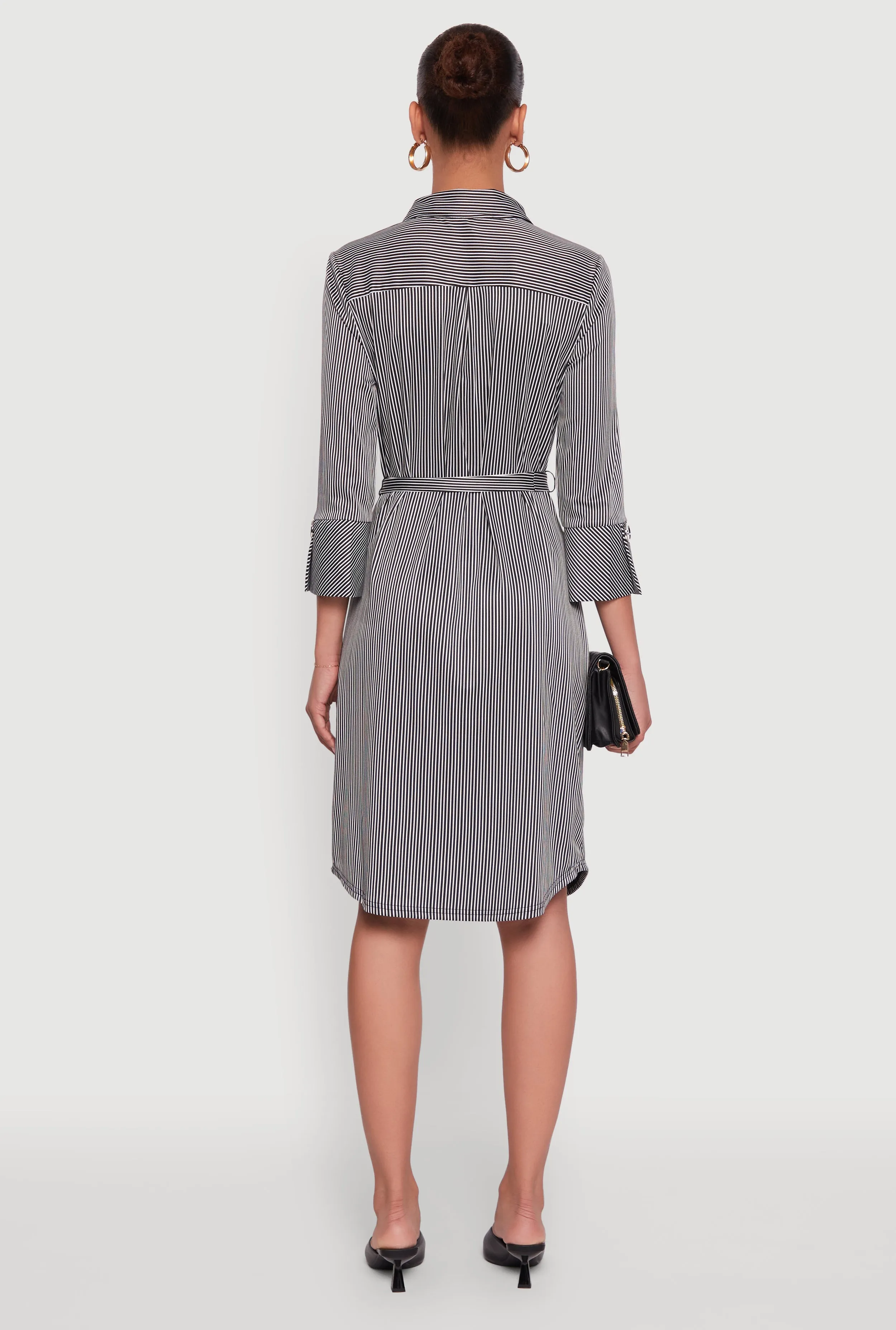 Classic Fit Striped Midi Dress with Tie Waist Belt sold by Rainbow product image thumbnail 5