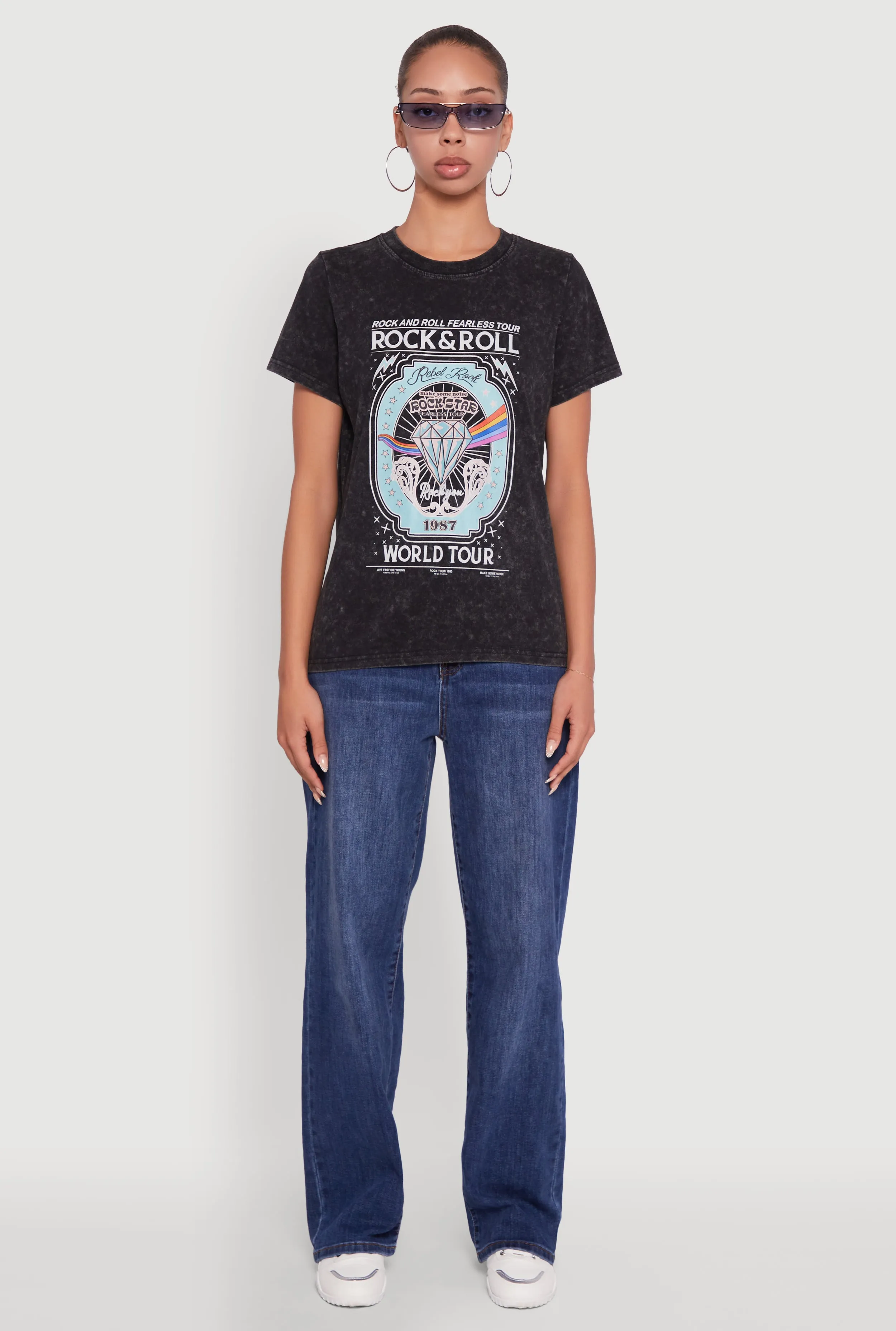Acid Wash Graphic Rock and Roll Fearless Tour T-Shirt sold by Rainbow product image thumbnail 3