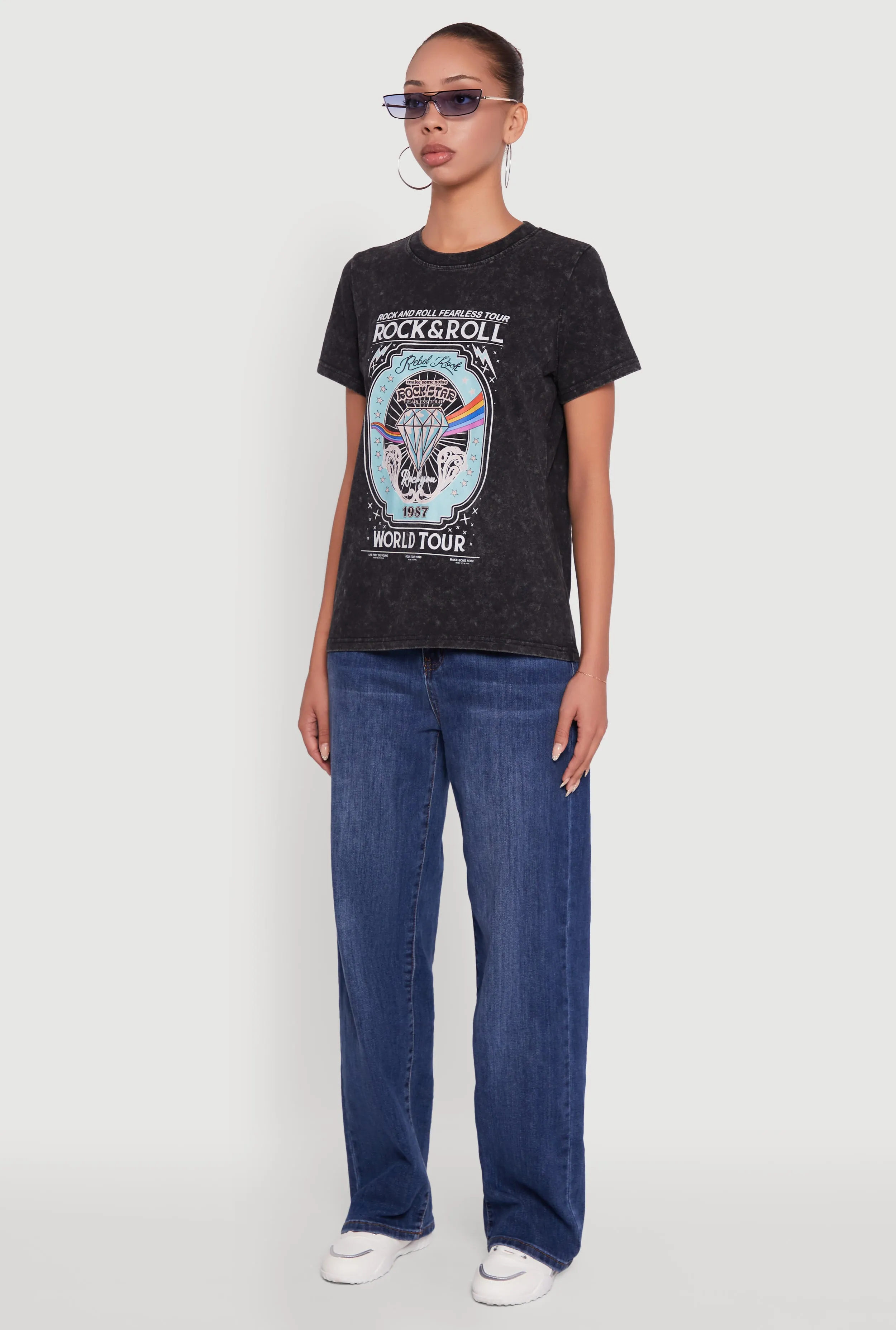 Acid Wash Graphic Rock and Roll Fearless Tour T-Shirt sold by Rainbow product image thumbnail 5