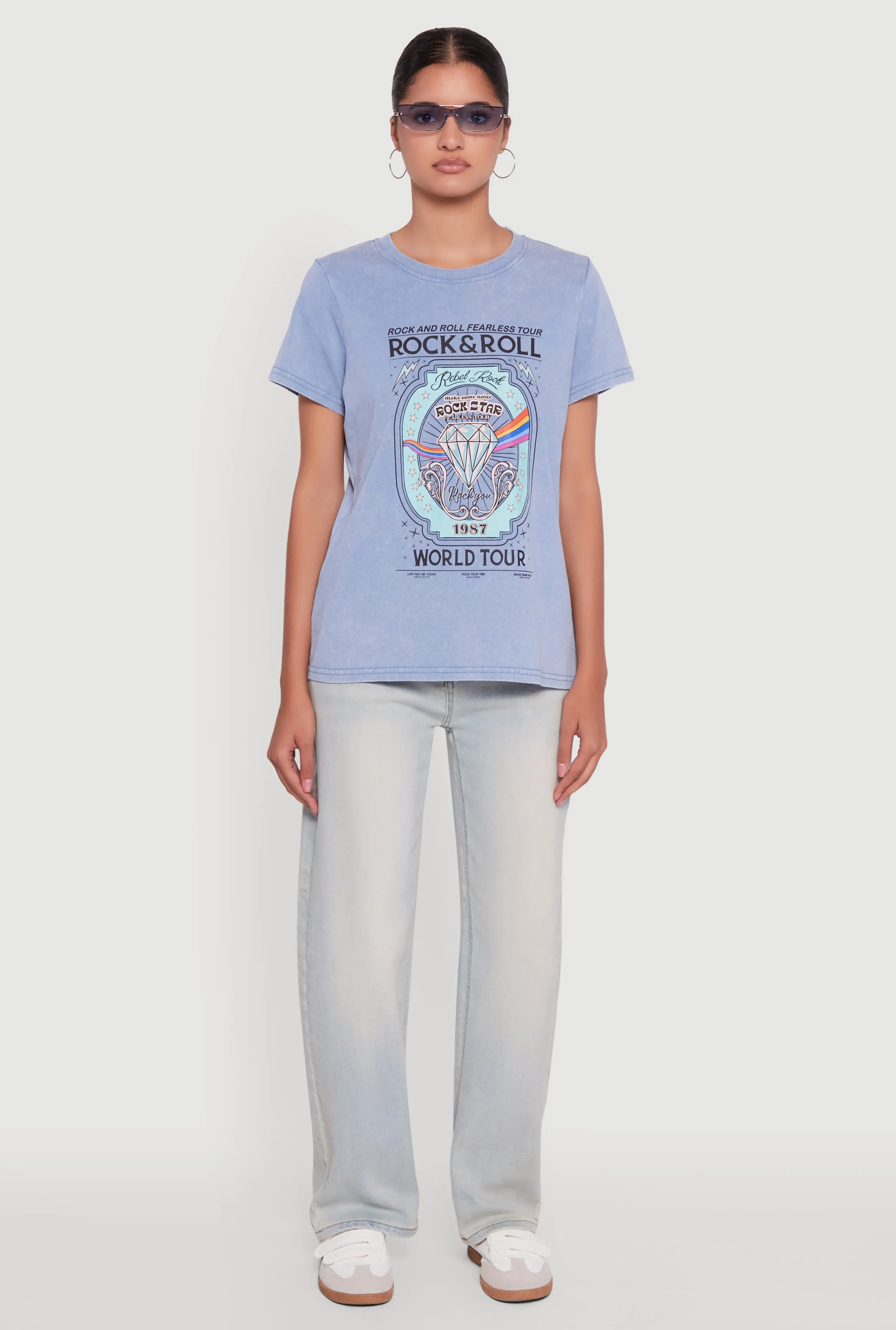 Acid Wash Graphic Rock and Roll Fearless Tour T-Shirt sold by Rainbow product image thumbnail 3