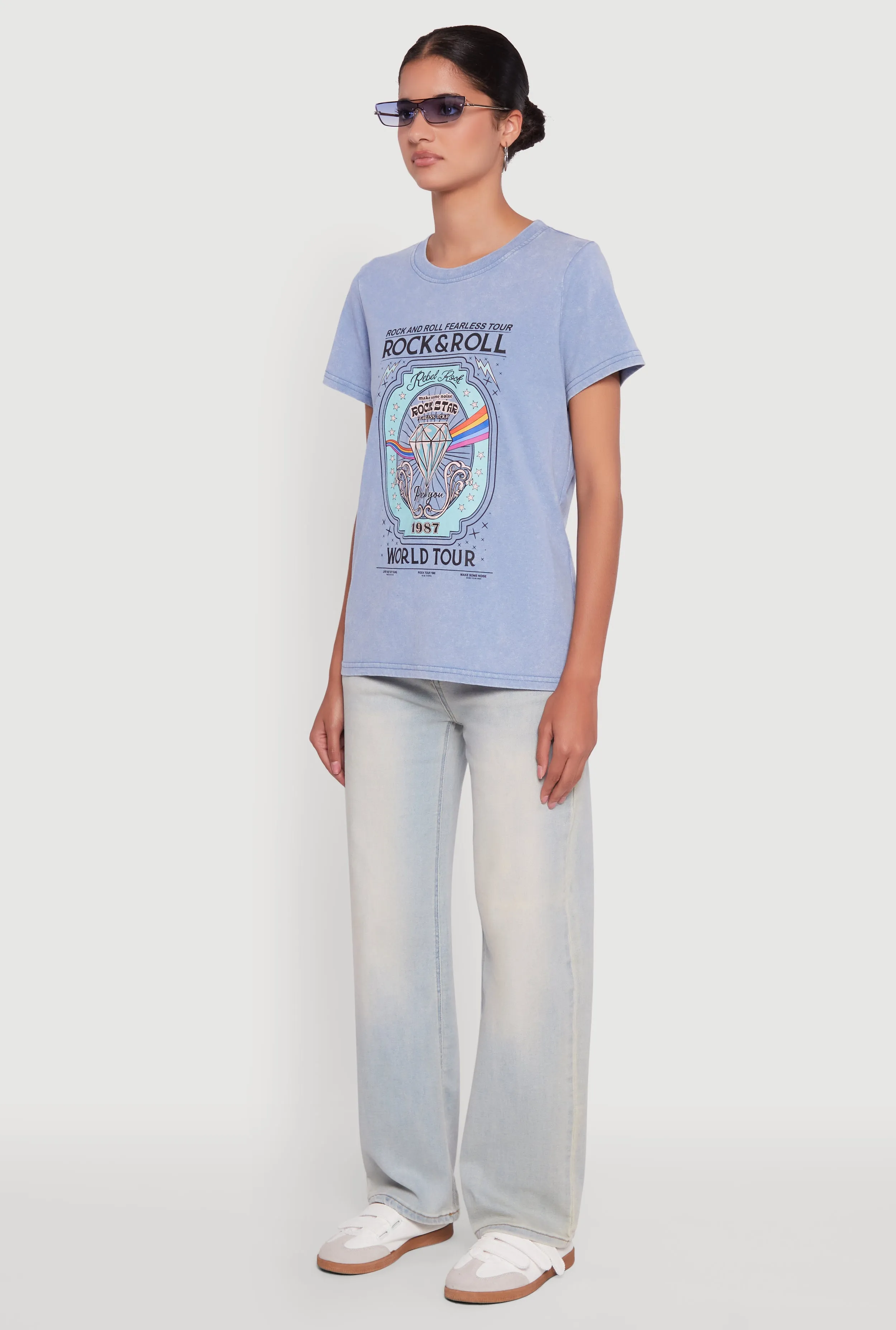 Acid Wash Graphic Rock and Roll Fearless Tour T-Shirt sold by Rainbow product image thumbnail 5