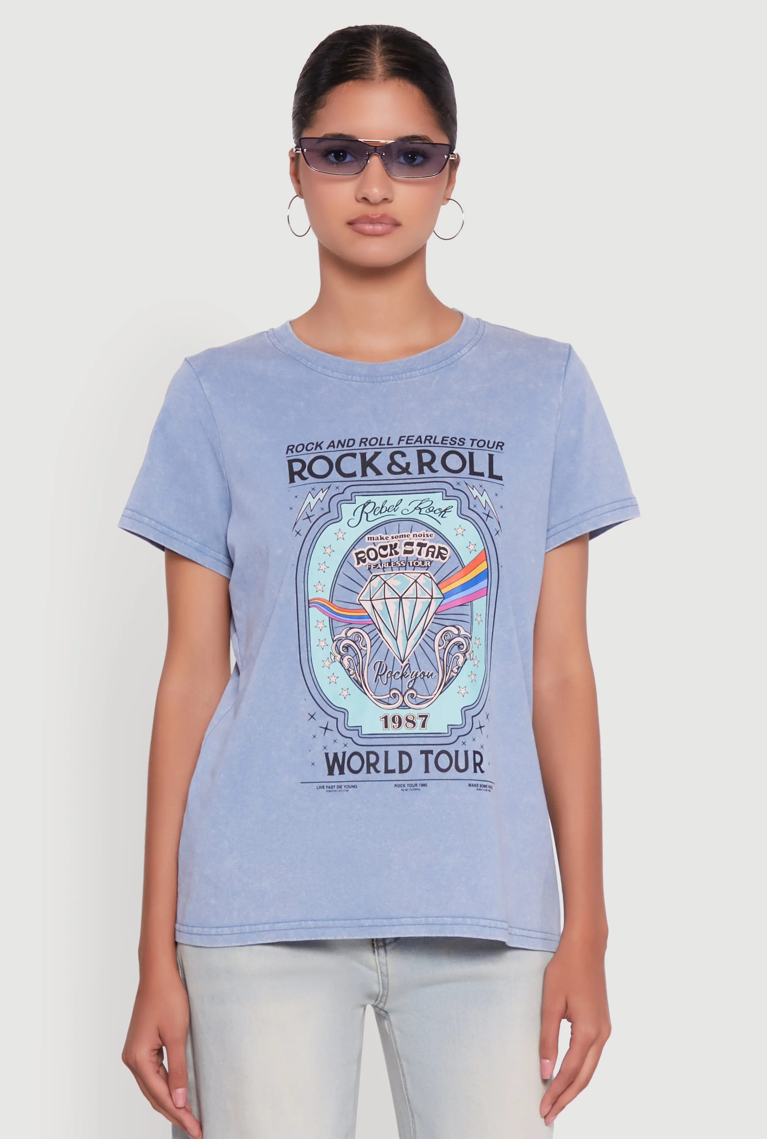 Acid Wash Graphic Rock and Roll Fearless Tour T-Shirt sold by Rainbow product image thumbnail 2