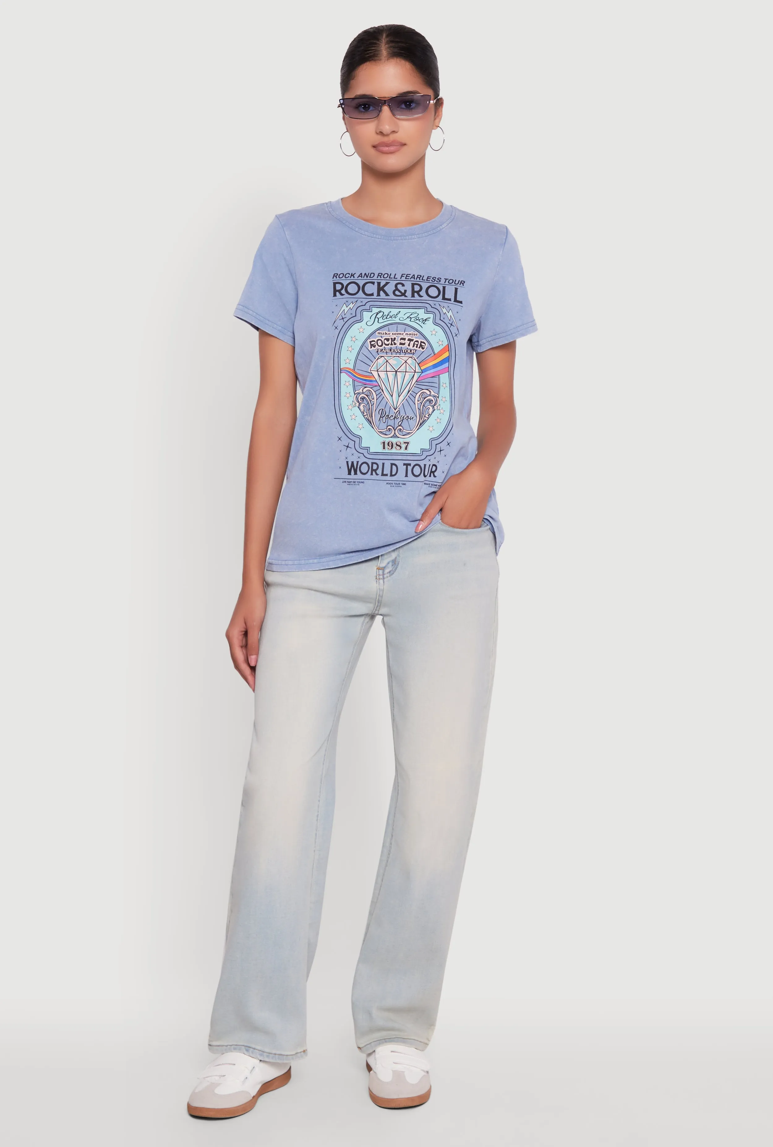 Acid Wash Graphic Rock and Roll Fearless Tour T-Shirt sold by Rainbow product image thumbnail 2