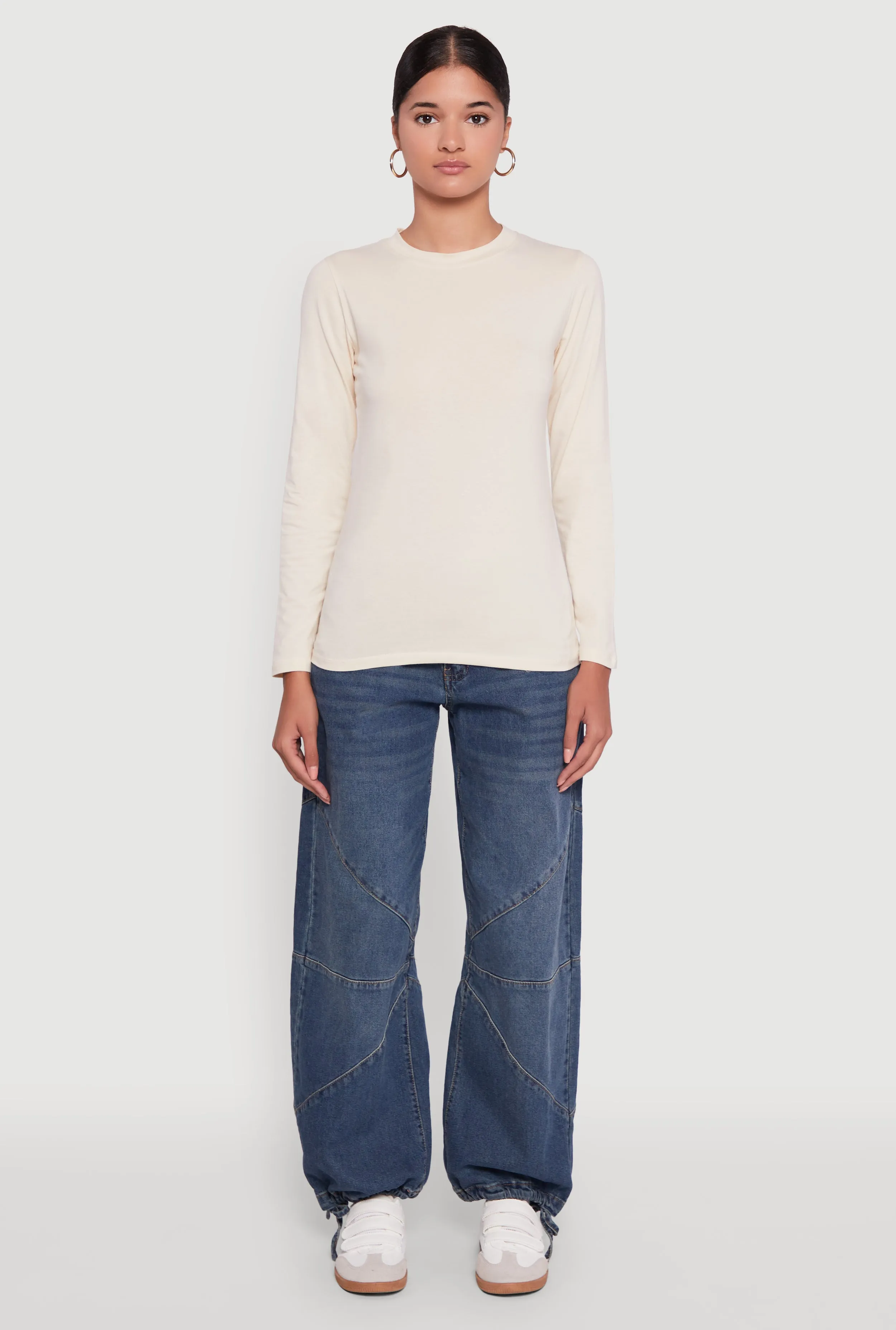 Long Sleeve Basic Crew Neck T-Shirt sold by Rainbow product image thumbnail 3