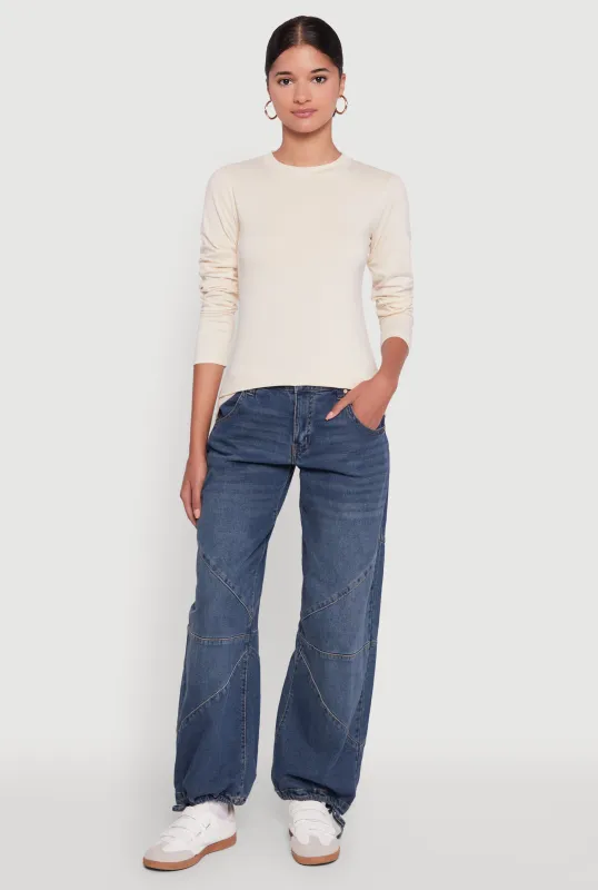 Long Sleeve Basic Crew Neck T-Shirt sold by Rainbow