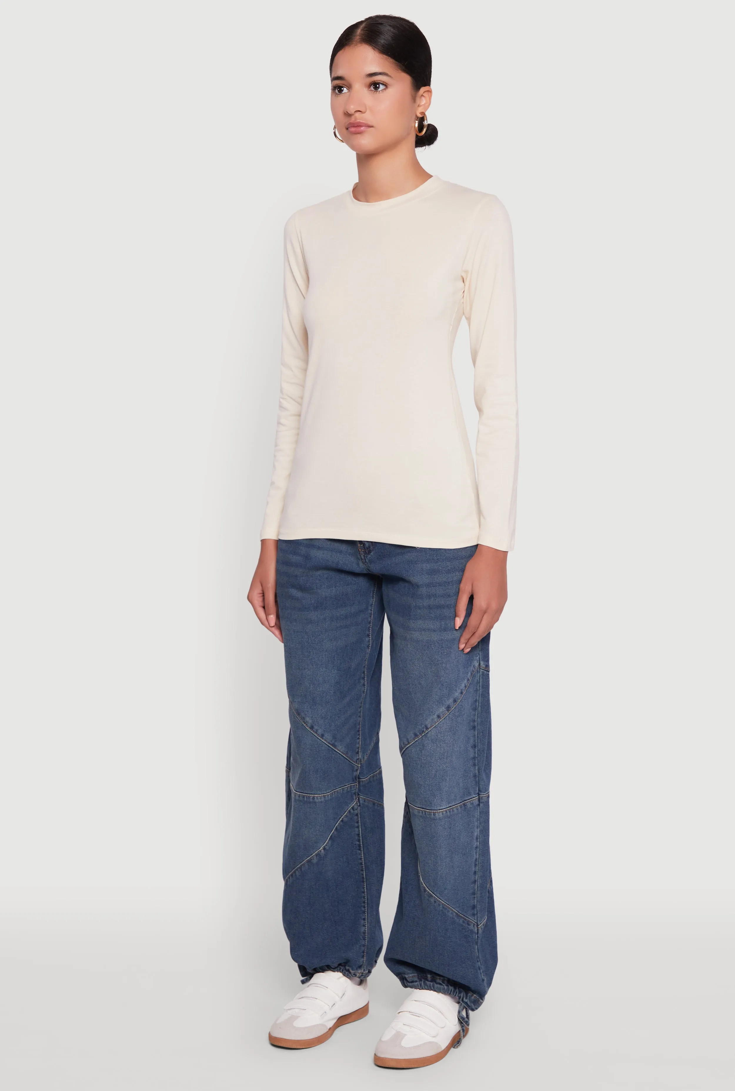 Long Sleeve Basic Crew Neck T-Shirt sold by Rainbow product image thumbnail 5