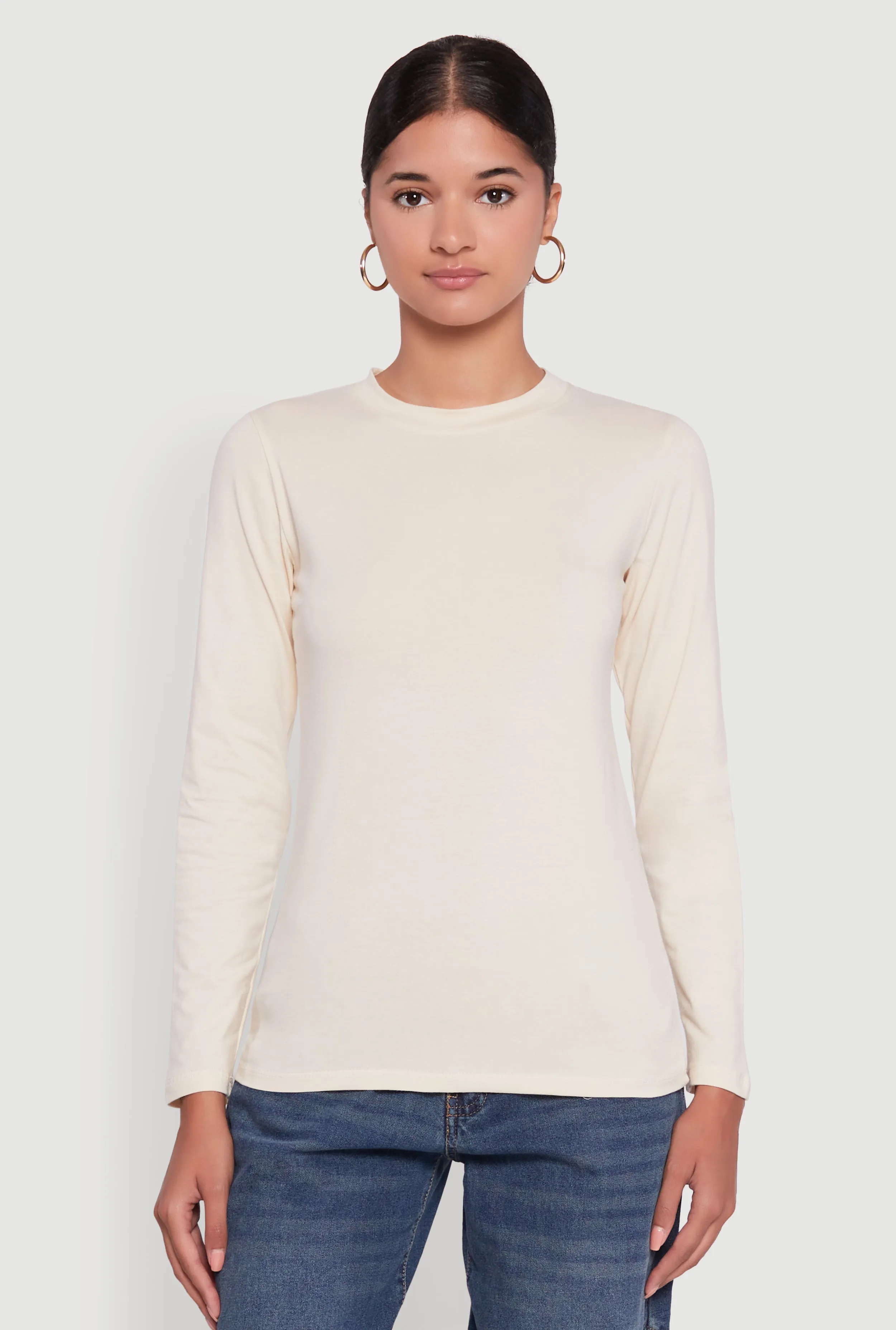 Long Sleeve Basic Crew Neck T-Shirt sold by Rainbow product image thumbnail 2