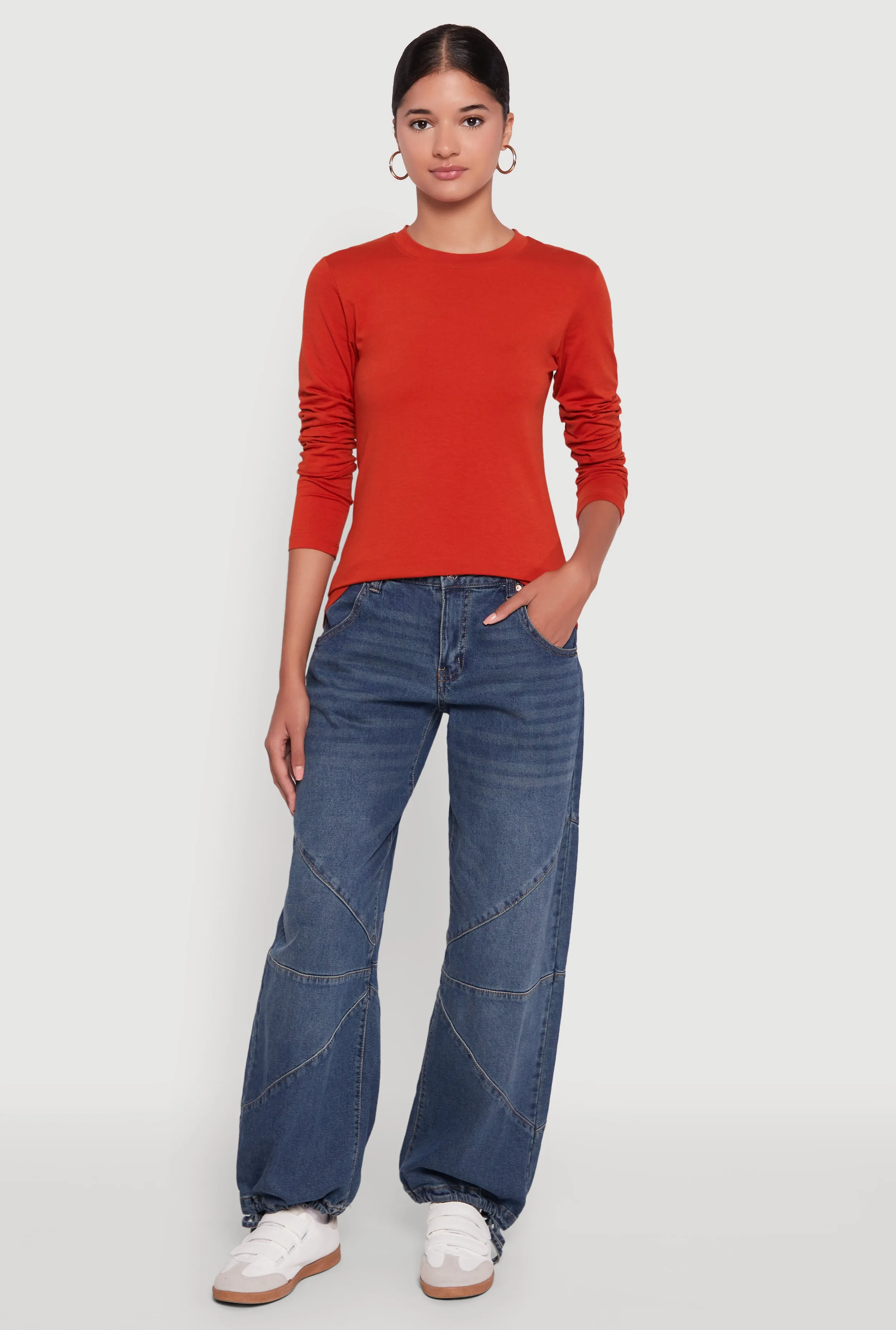 Long Sleeve Basic Crew Neck T-Shirt sold by Rainbow