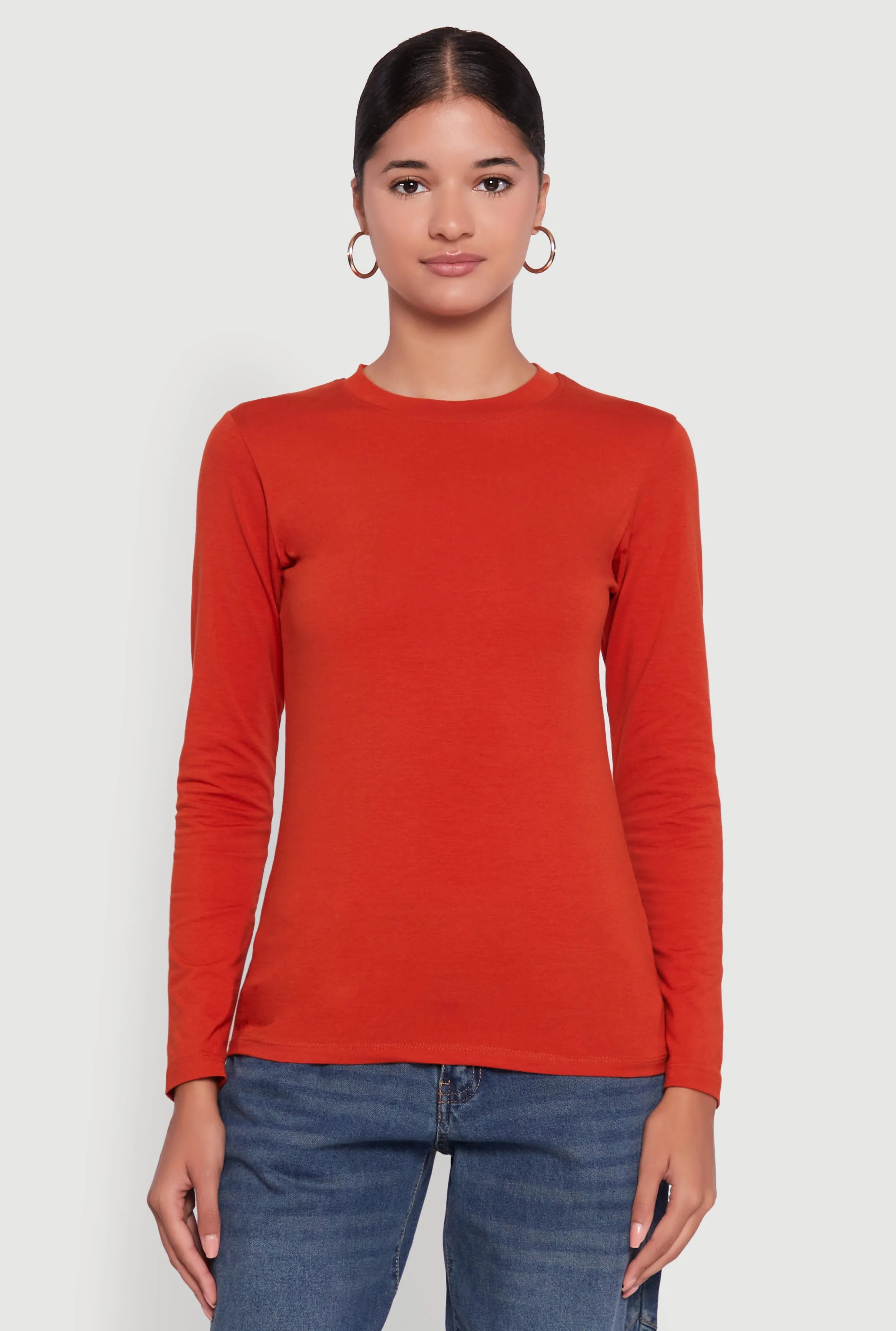 Long Sleeve Basic Crew Neck T-Shirt sold by Rainbow product image thumbnail 2
