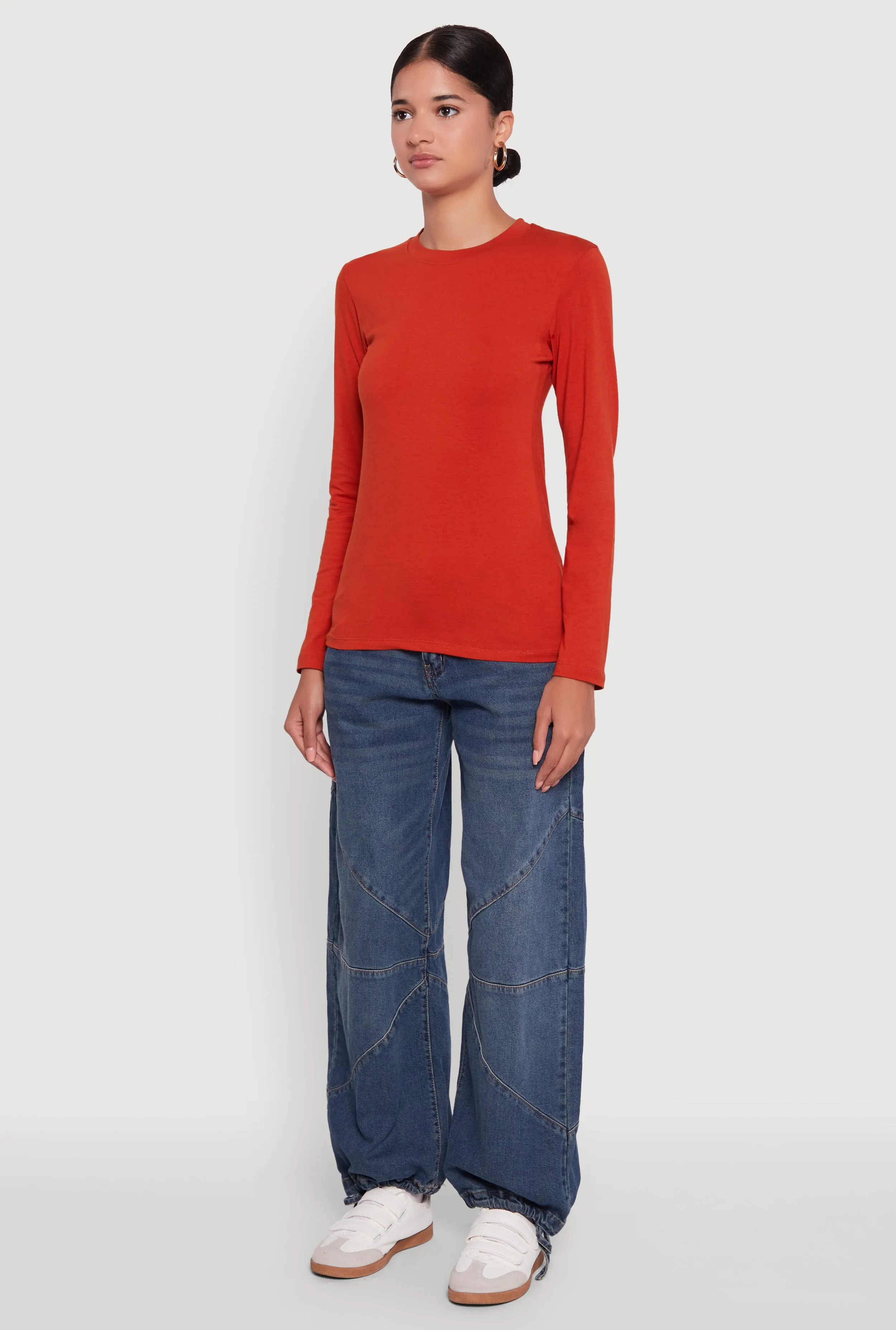 Long Sleeve Basic Crew Neck T-Shirt sold by Rainbow product image thumbnail 5