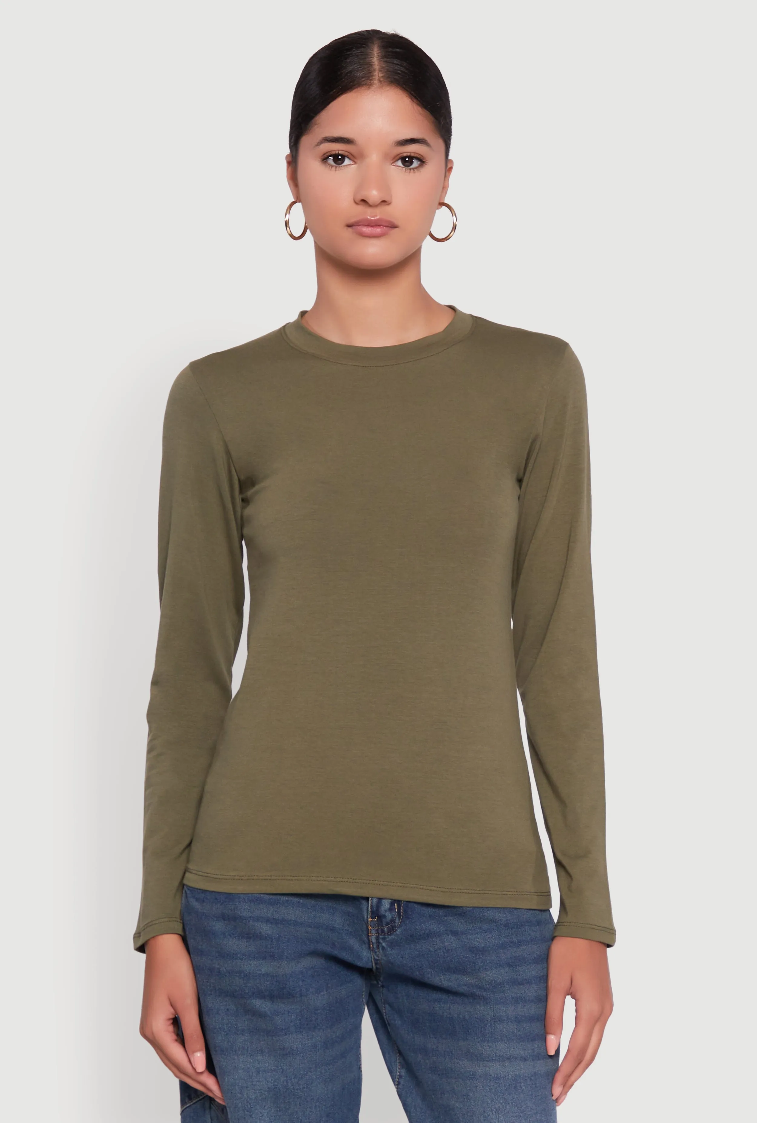 Long Sleeve Basic Crew Neck T-Shirt sold by Rainbow product image thumbnail 2