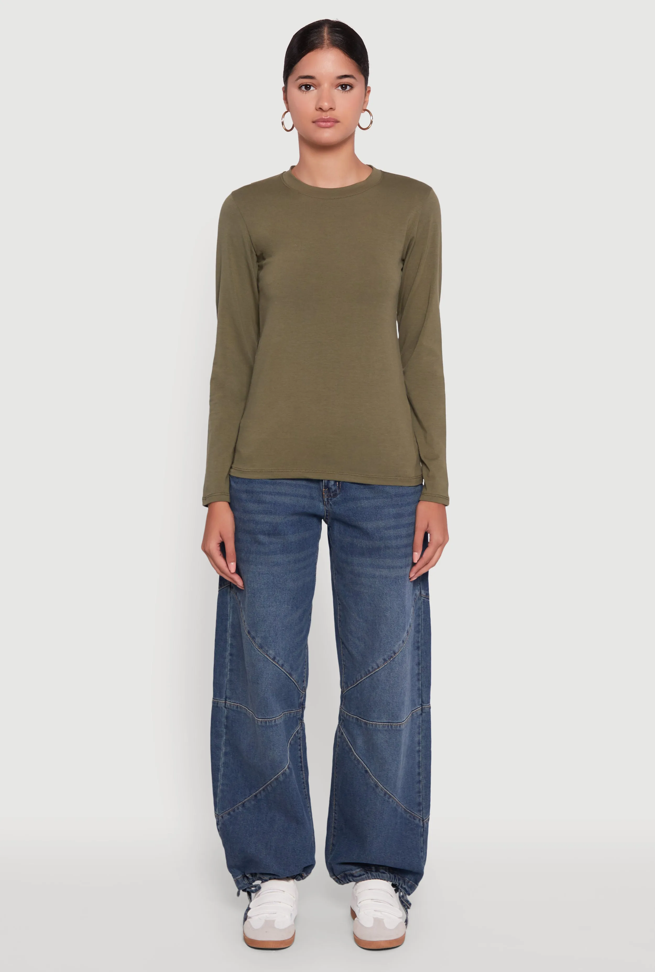 Long Sleeve Basic Crew Neck T-Shirt sold by Rainbow product image thumbnail 3