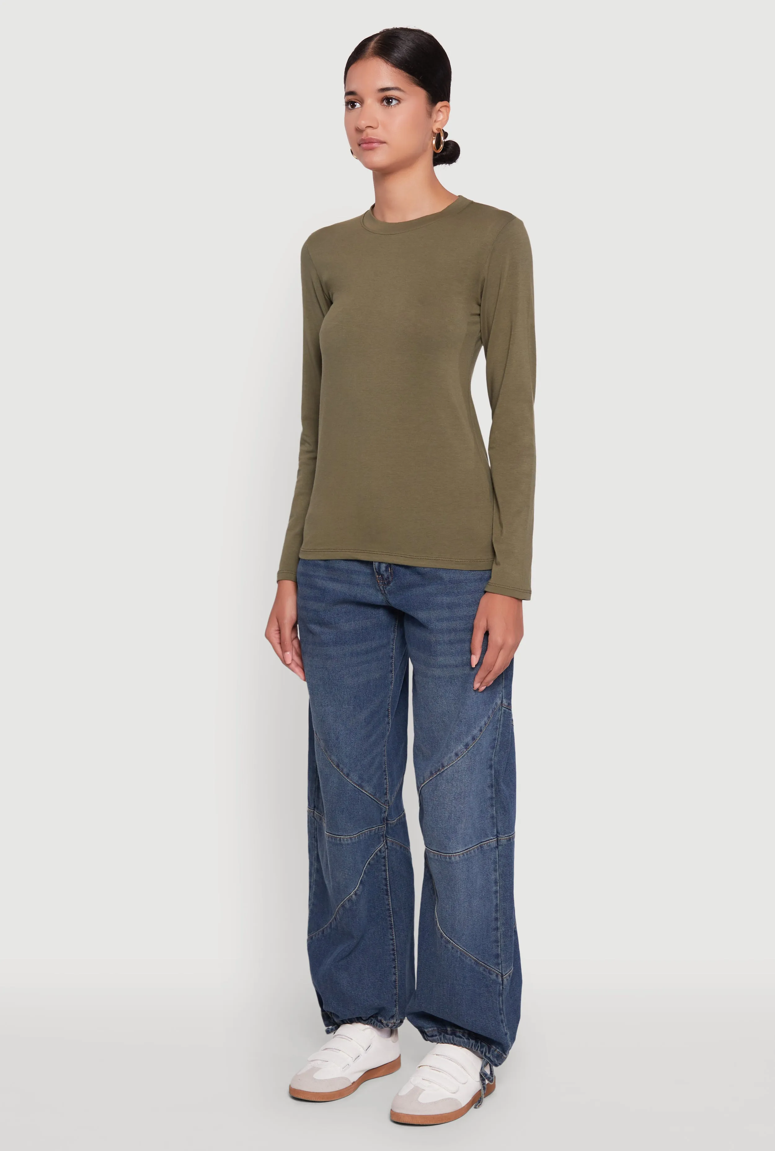 Long Sleeve Basic Crew Neck T-Shirt sold by Rainbow product image thumbnail 5