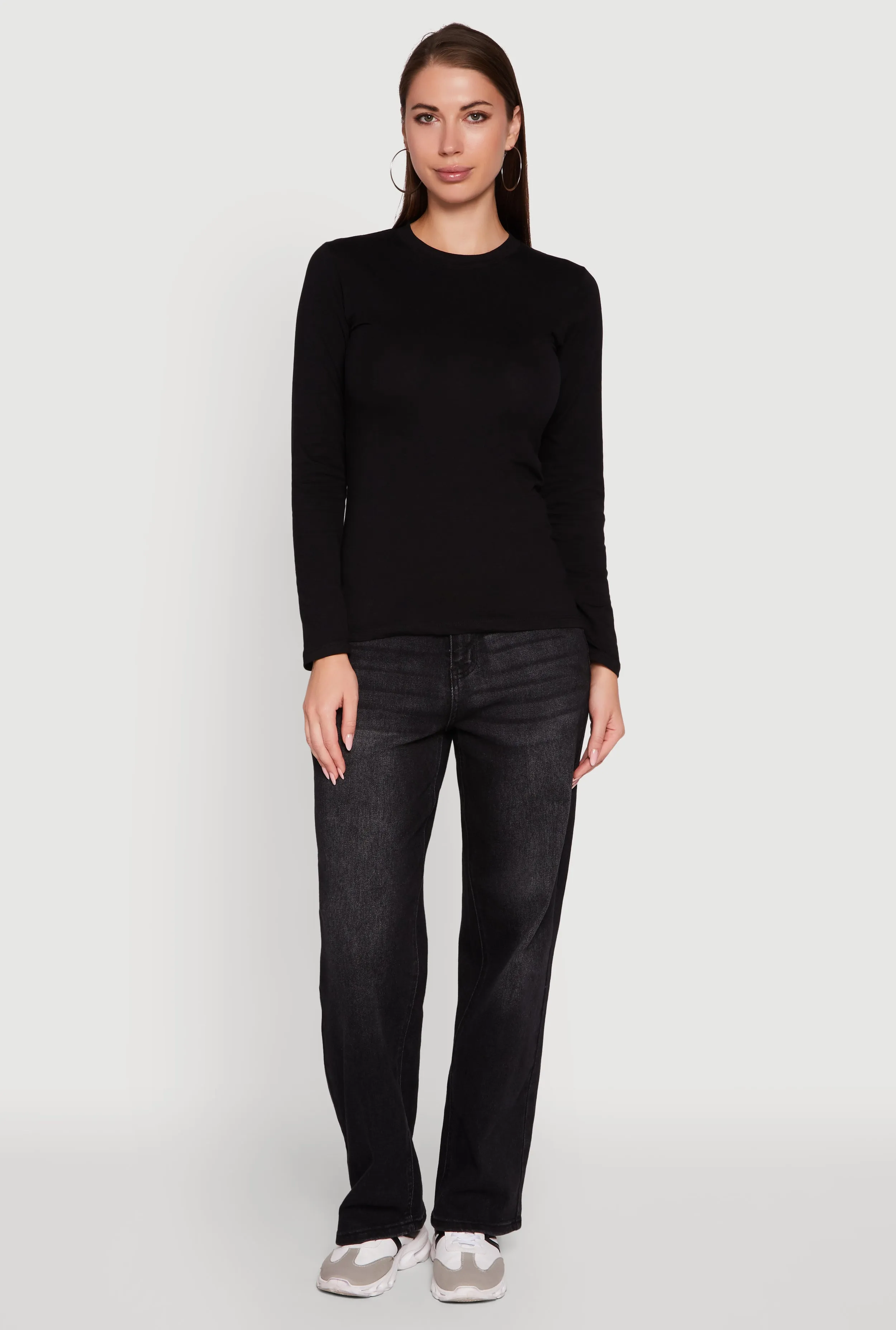 Long Sleeve Basic Crew Neck T-Shirt sold by Rainbow product image thumbnail 3