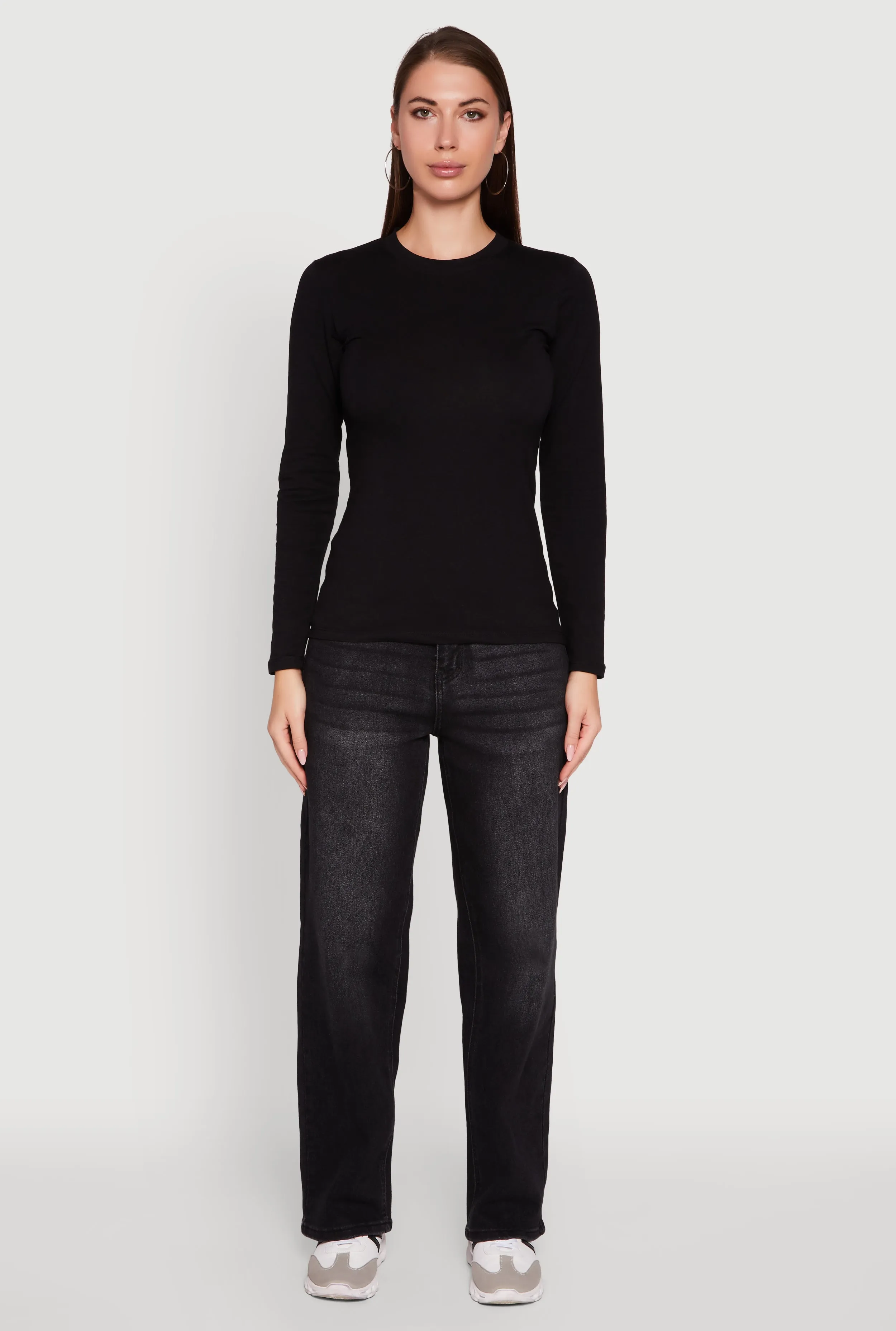 Long Sleeve Basic Crew Neck T-Shirt sold by Rainbow