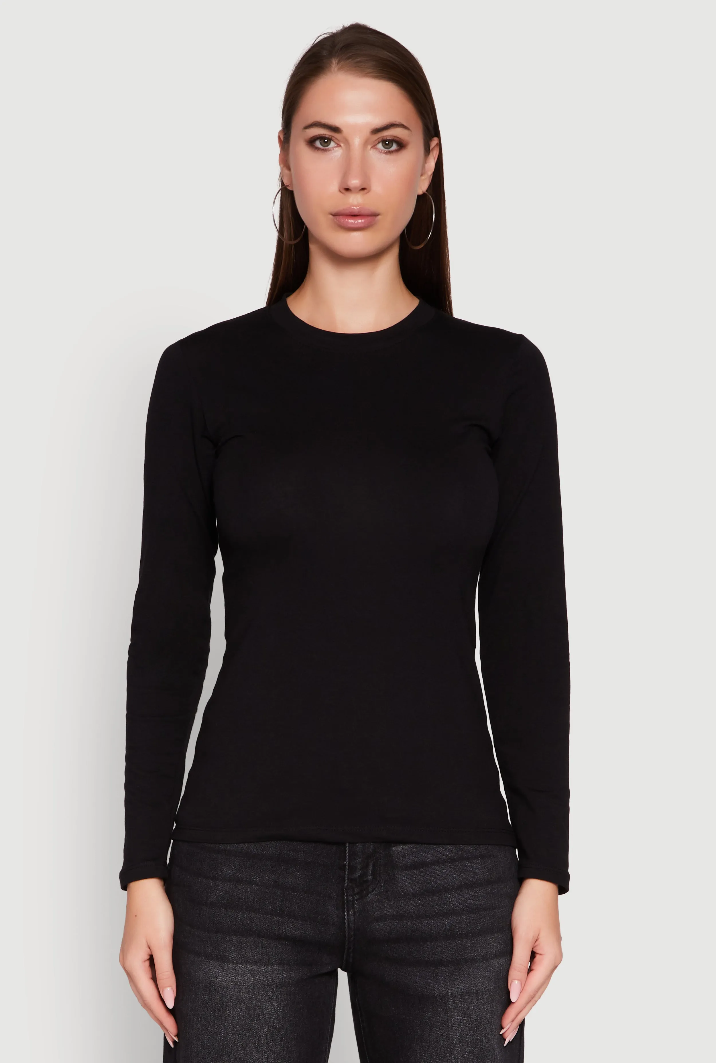 Long Sleeve Basic Crew Neck T-Shirt sold by Rainbow product image thumbnail 2