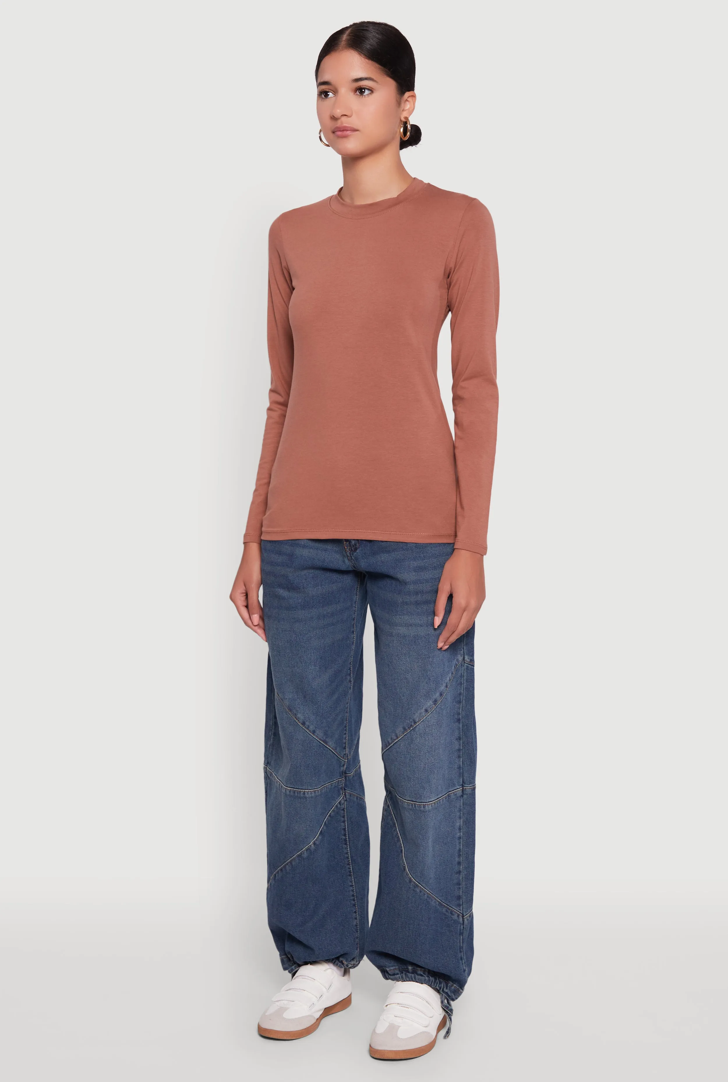 Long Sleeve Basic Crew Neck T-Shirt sold by Rainbow product image thumbnail 5