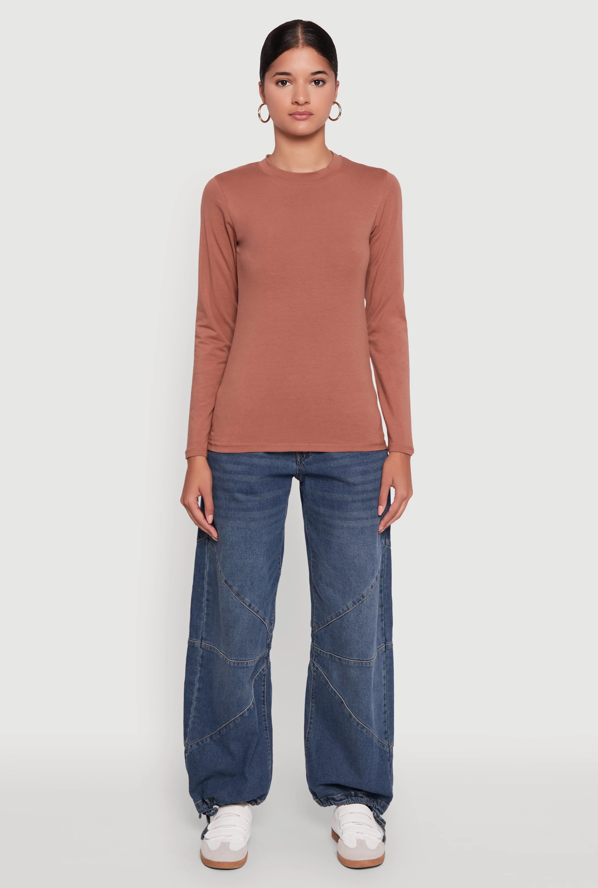 Long Sleeve Basic Crew Neck T-Shirt sold by Rainbow product image thumbnail 3