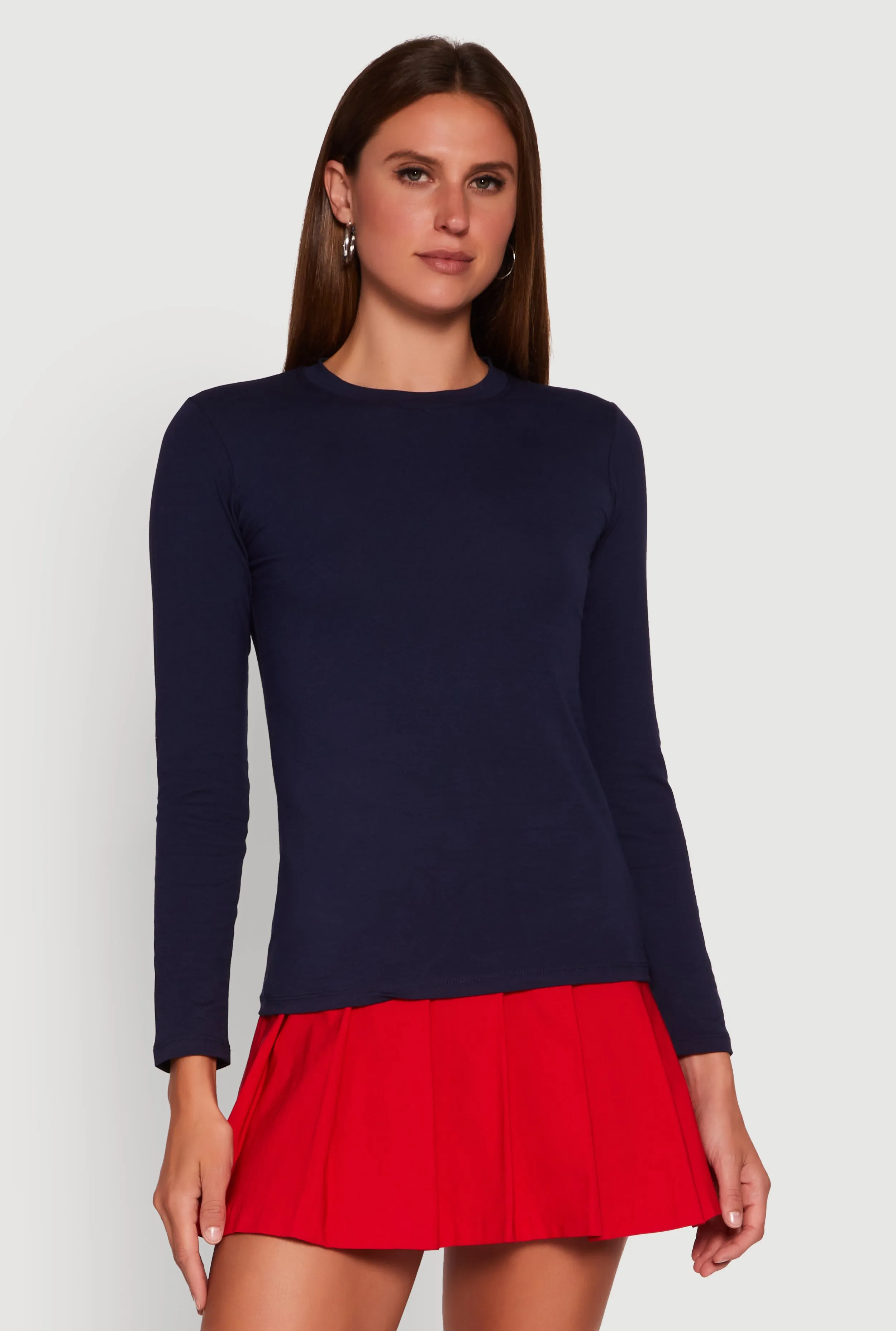 Long Sleeve Basic Crew Neck T-Shirt sold by Rainbow product image thumbnail 2