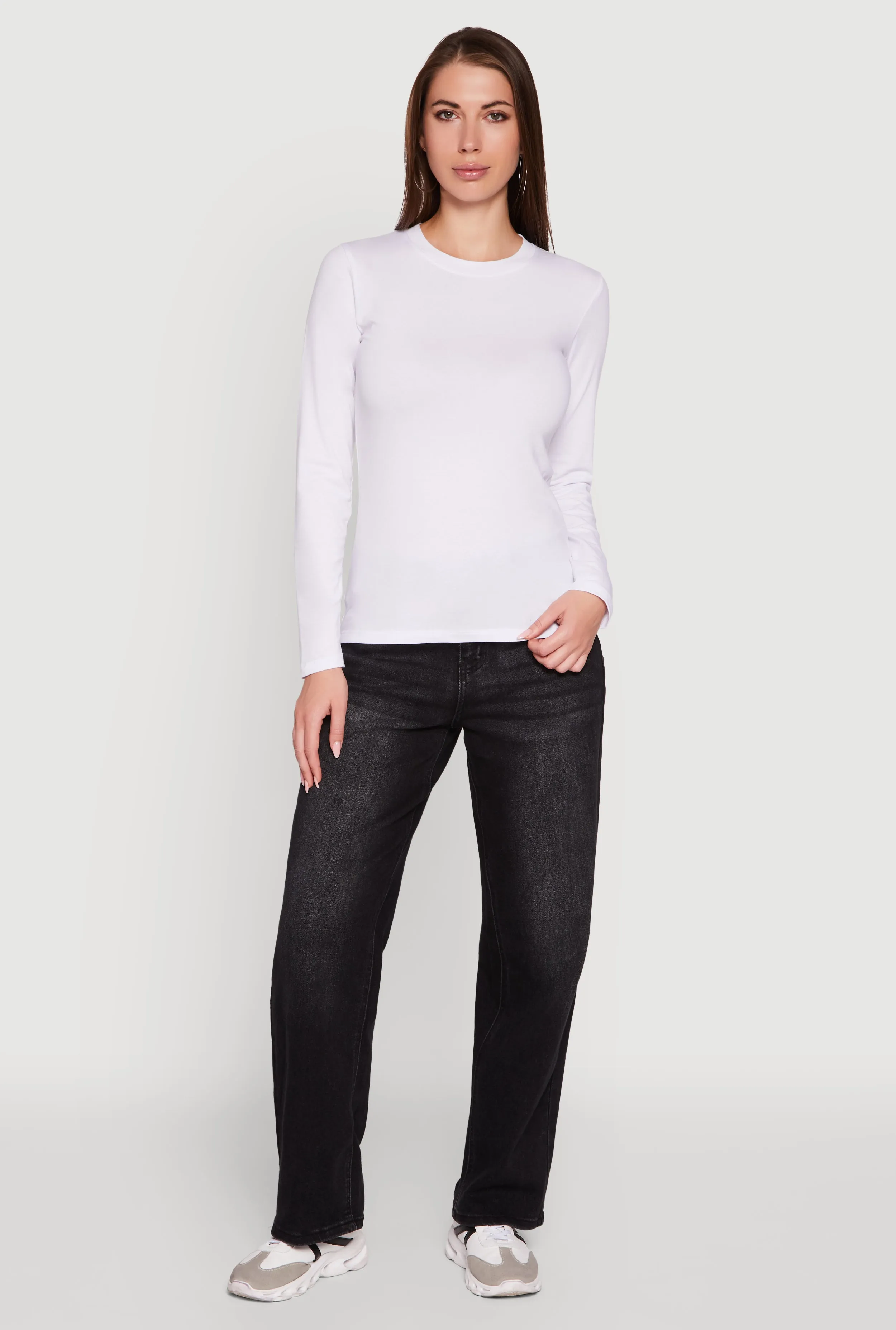 Long Sleeve Basic Crew Neck T-Shirt sold by Rainbow product image thumbnail 3