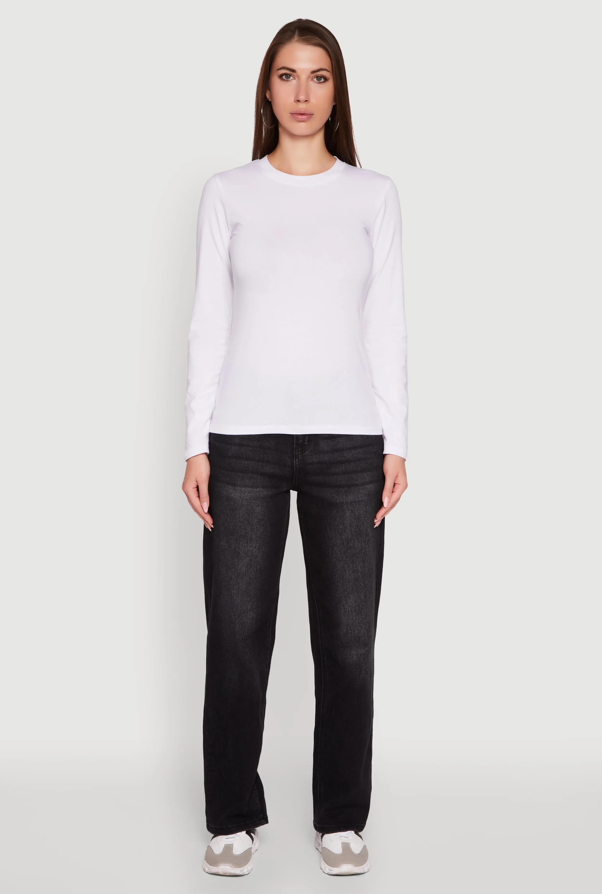 Long Sleeve Basic Crew Neck T-Shirt sold by Rainbow