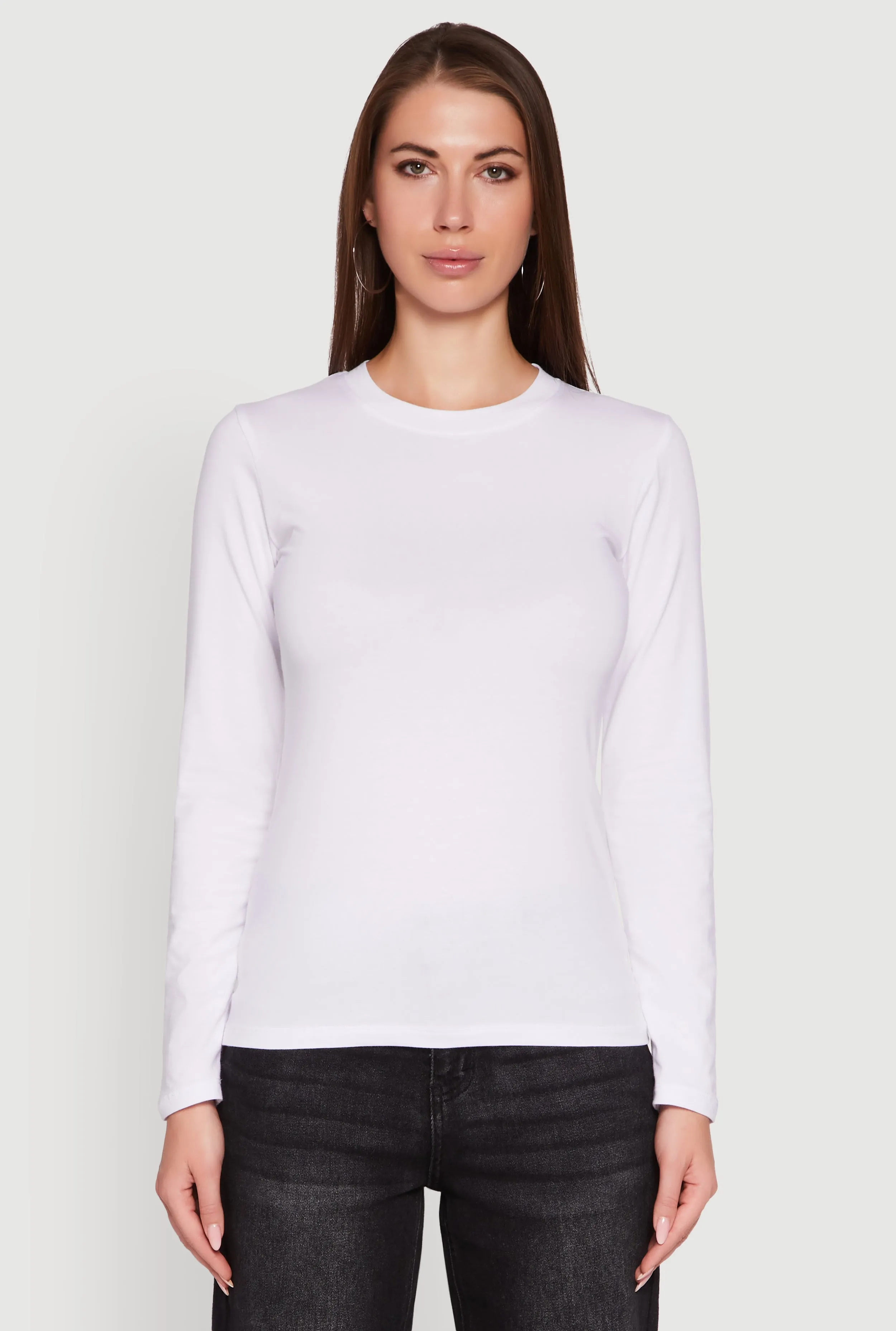 Long Sleeve Basic Crew Neck T-Shirt sold by Rainbow product image thumbnail 2