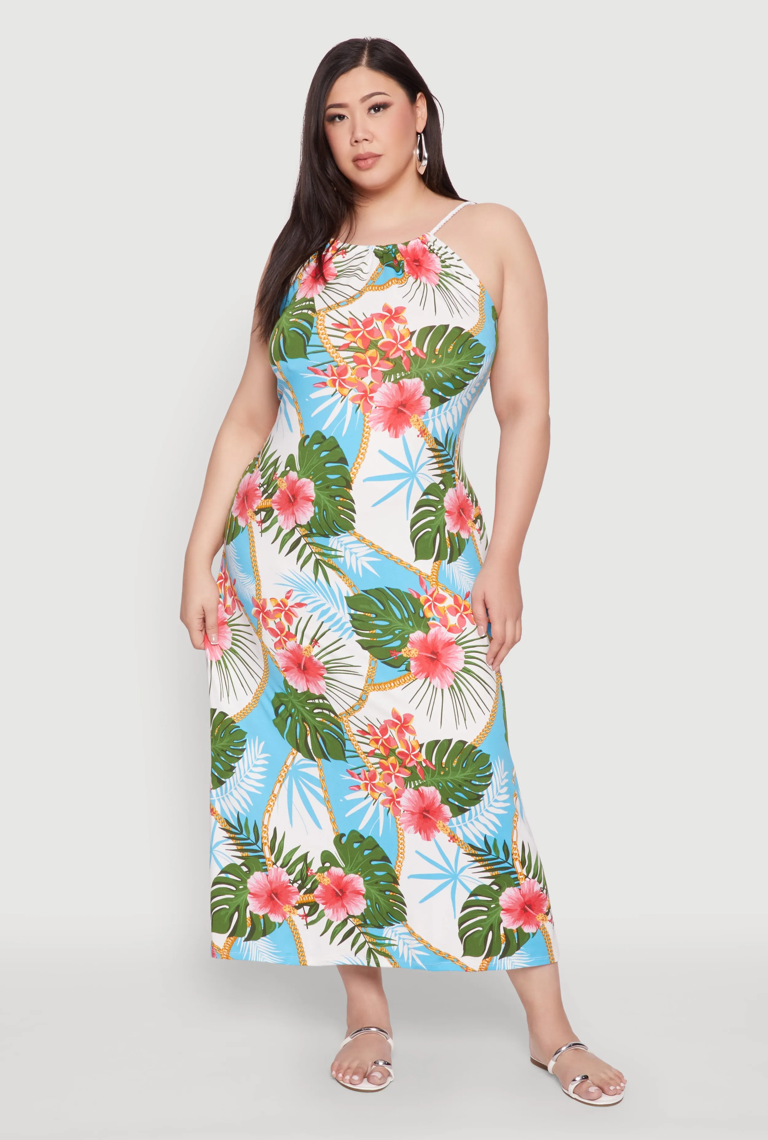 Plus Size Floral Chain Print Maxi Dress sold by Rainbow
