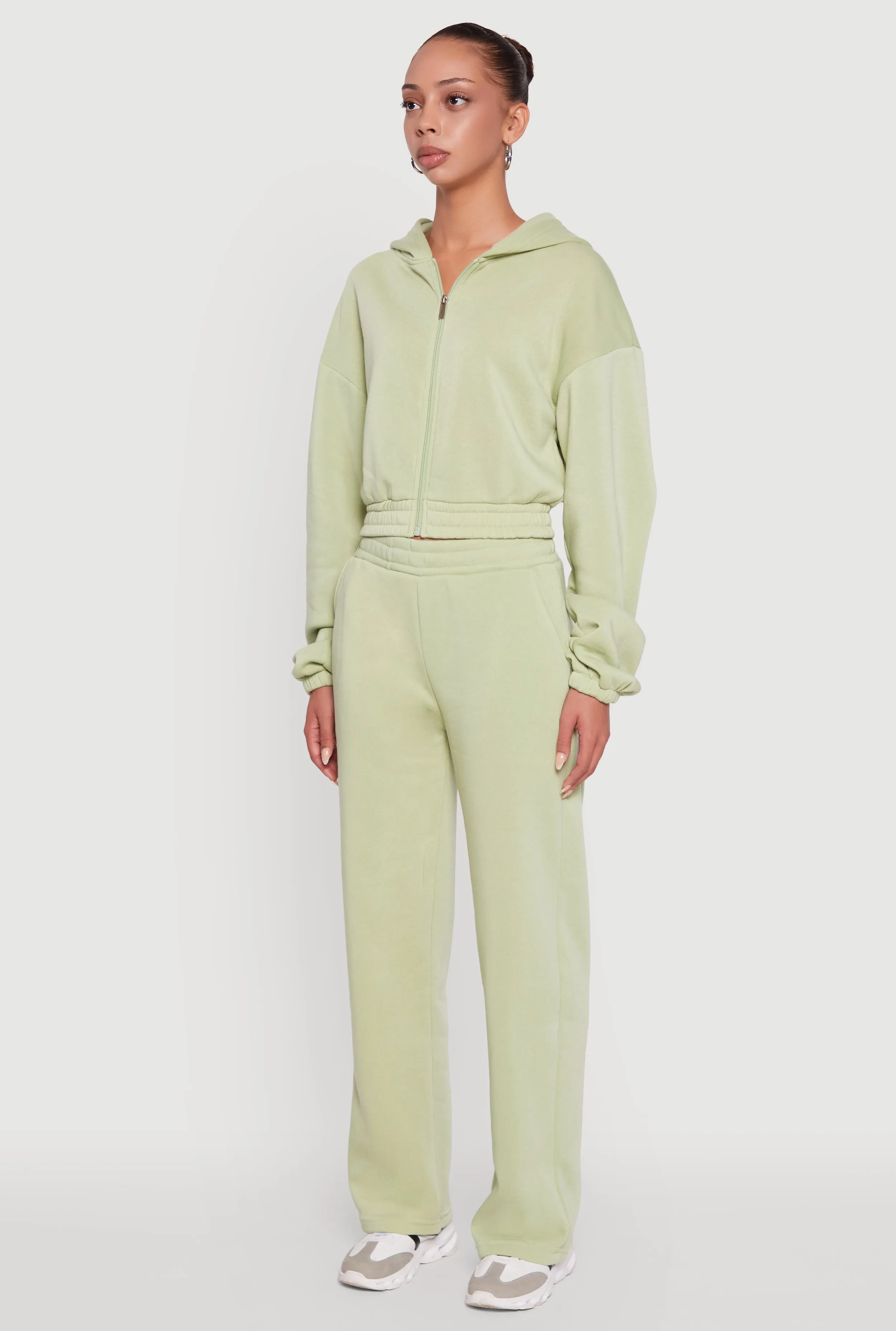 Long Sleeve Zip Front Elastic Hem Hoodie sold by Rainbow product image thumbnail 5