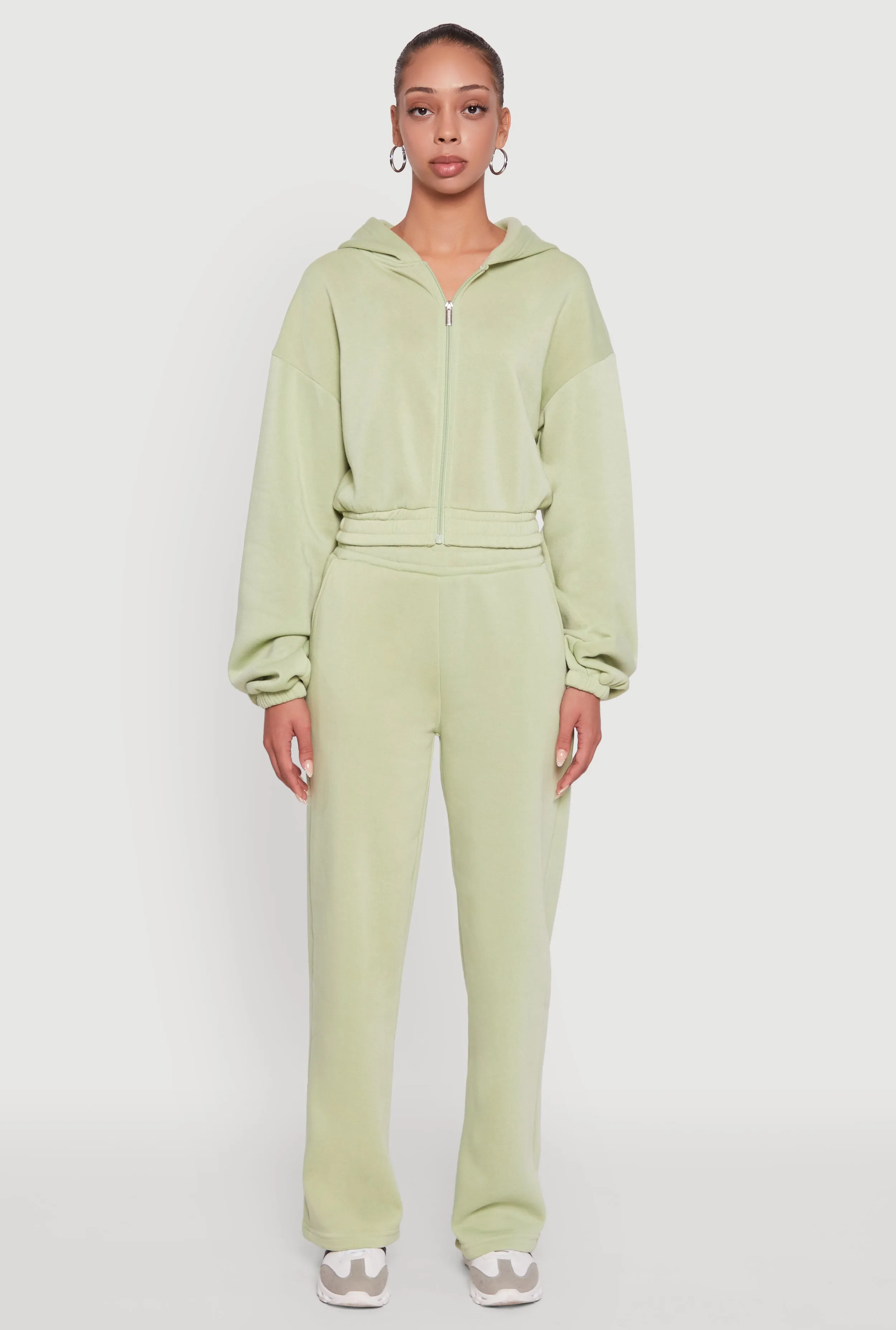 Long Sleeve Zip Front Elastic Hem Hoodie sold by Rainbow product image thumbnail 3